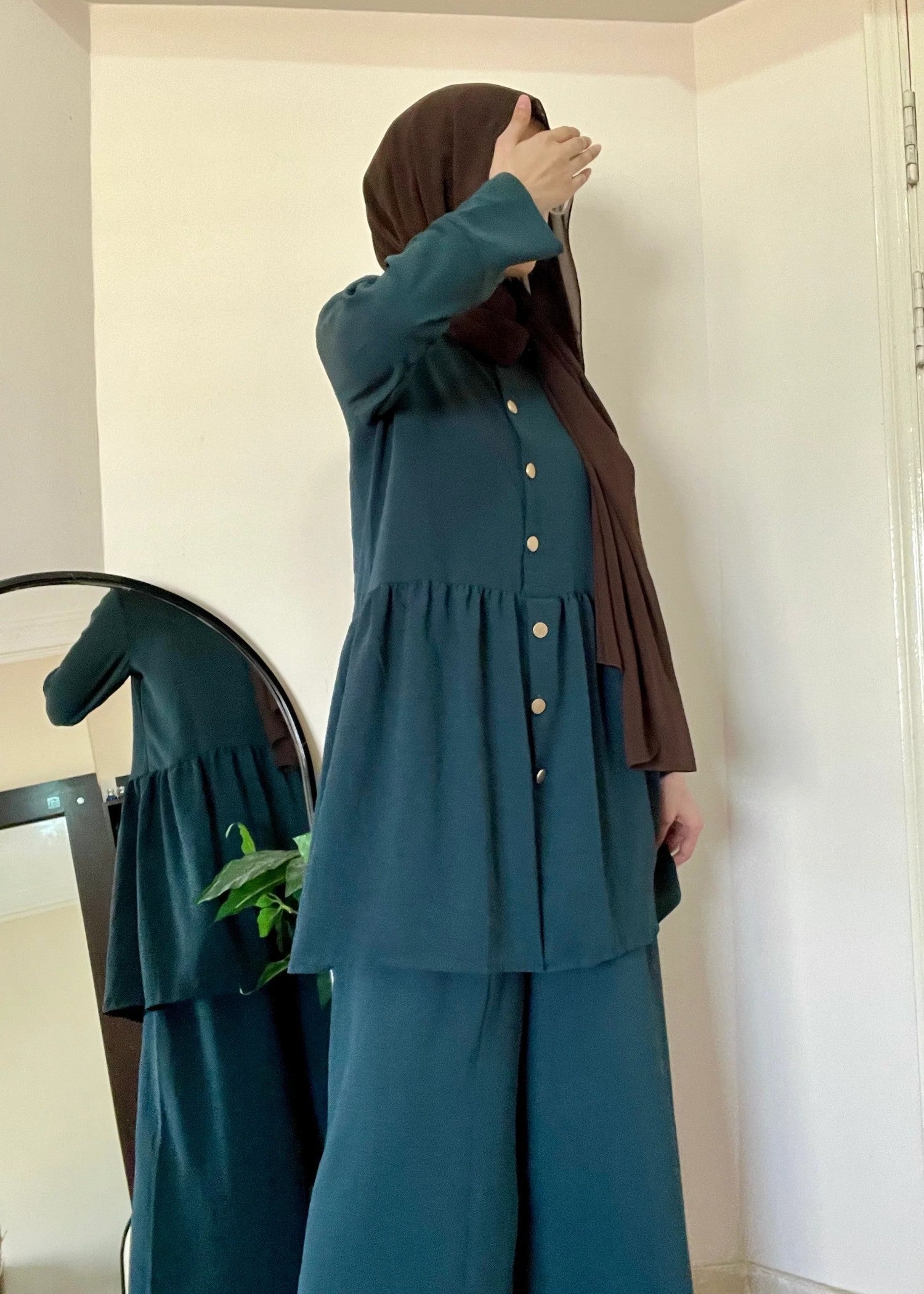 Al Rubab Collection Iris Frock Style Co Ord Set Teal Women 2pcs