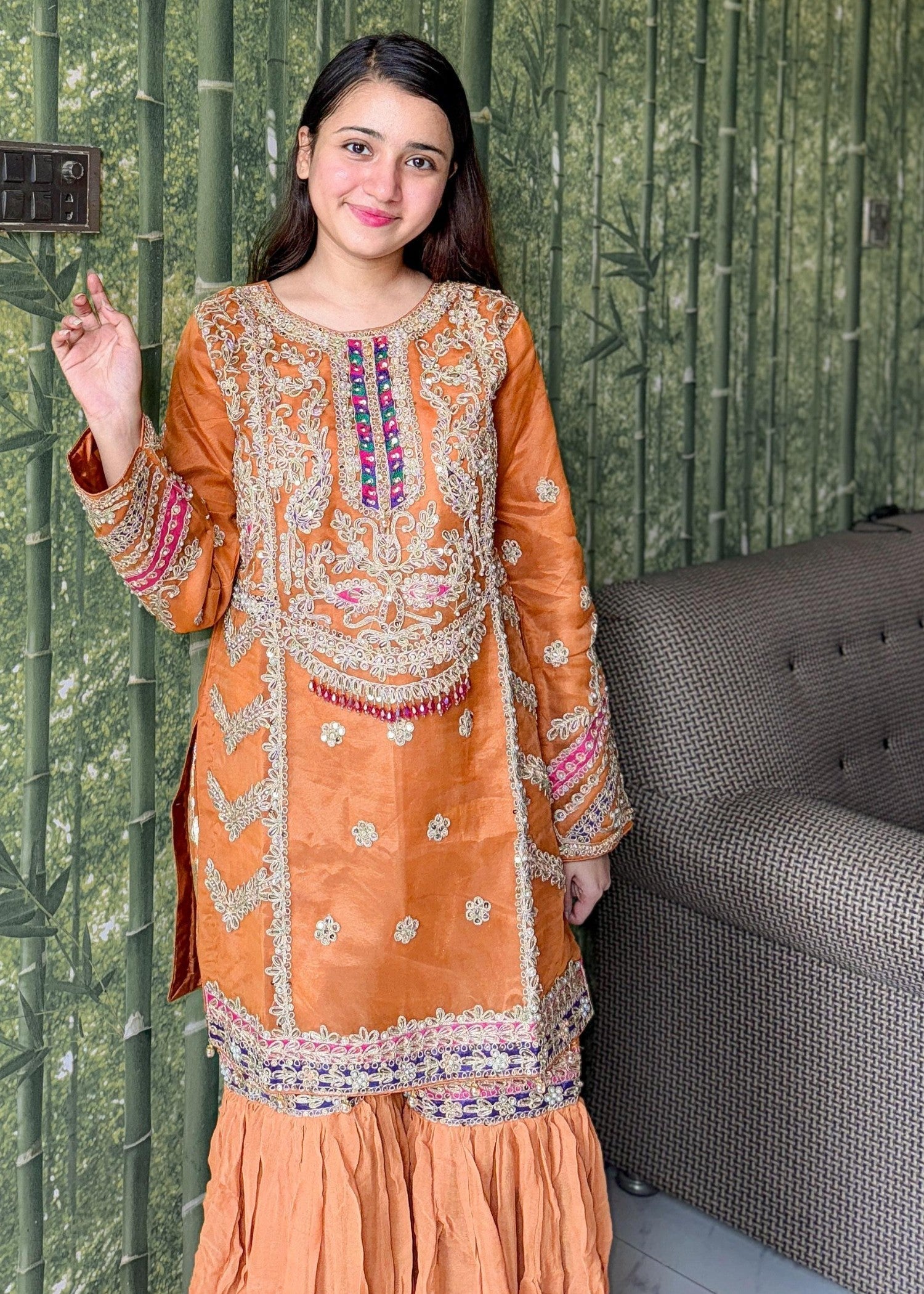 Inaaya Fashion ZOHRA JABEEN RUST Women 3pcs