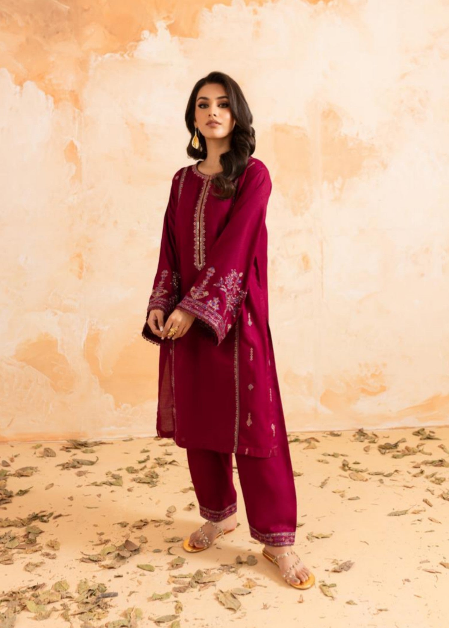 Afsarah Rosewood Luxury Embroidered Dress Women 2pcs