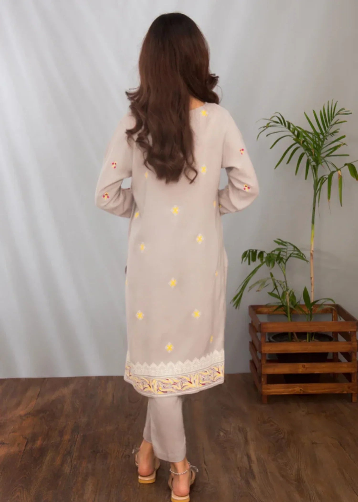 Ochre Cotton Silk Printed Suit SOLP 08 Women 2pcs