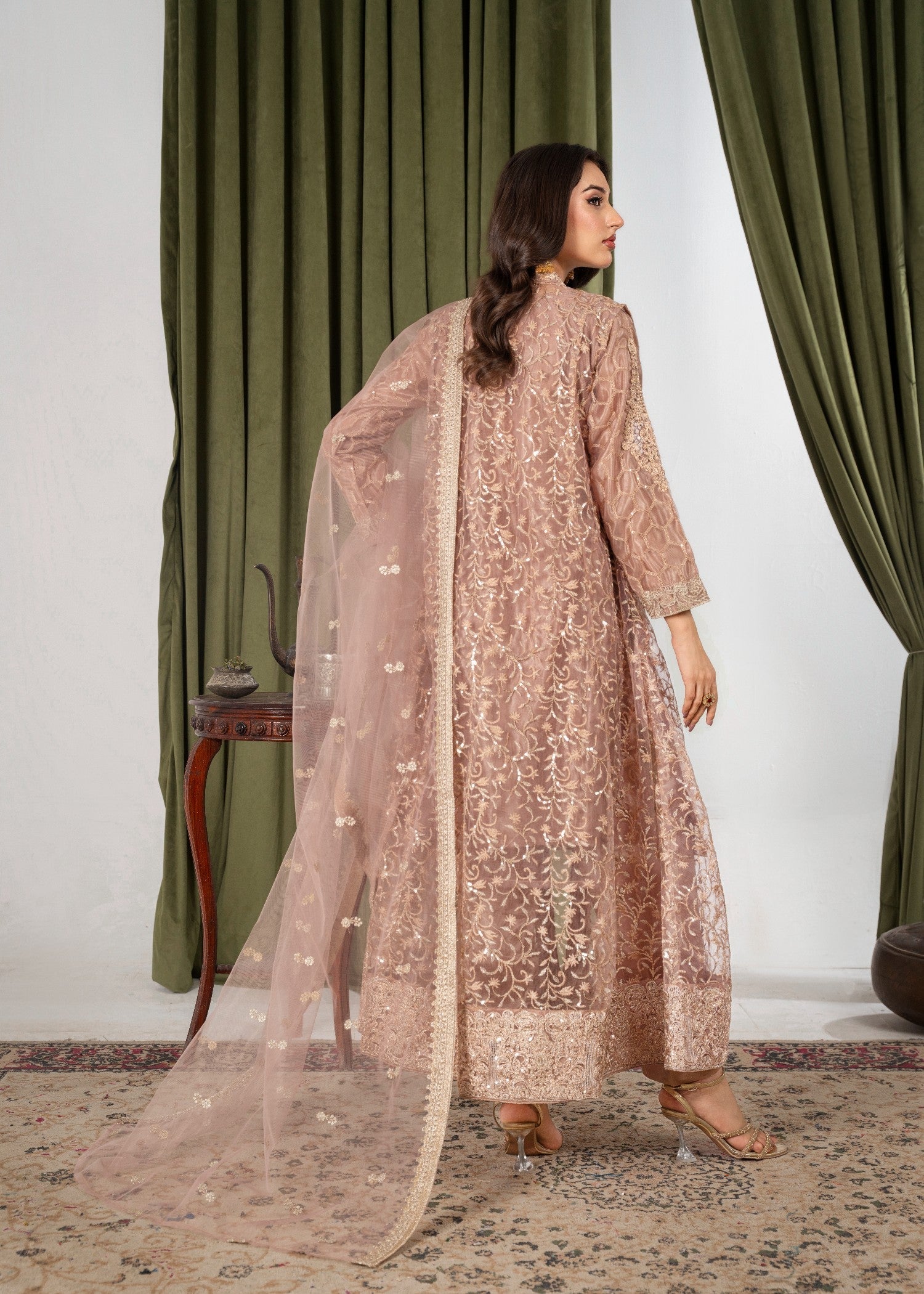 Hkb Officials Harika Brown Pearl Coat Women 4pcs