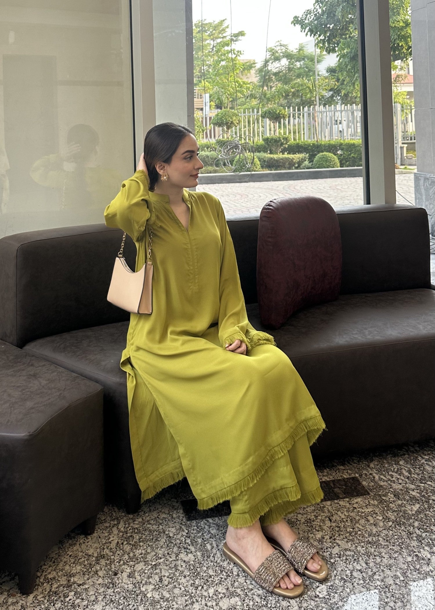 Zenyre Lime Glow Solid Set Women 2pcs