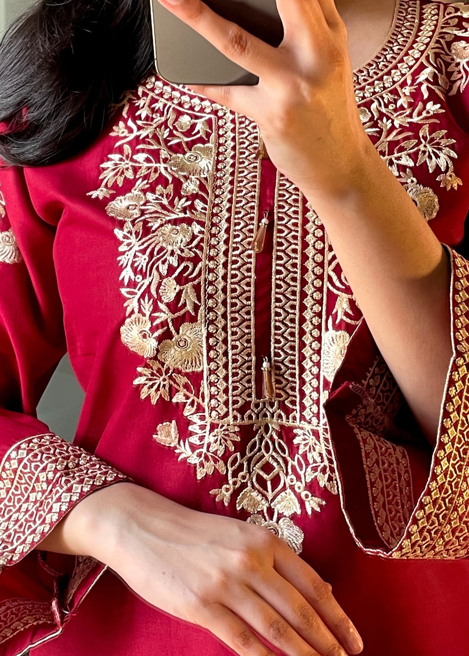 Tehzeeb Libas LAIBA MAROON ELEGANCE EMBROIDERED Women 2pcs