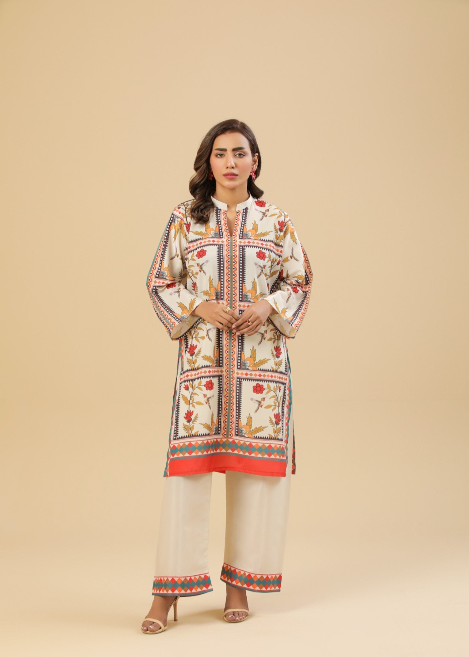 Zenyre Ivory Blooms Printed Set Women 2pcs