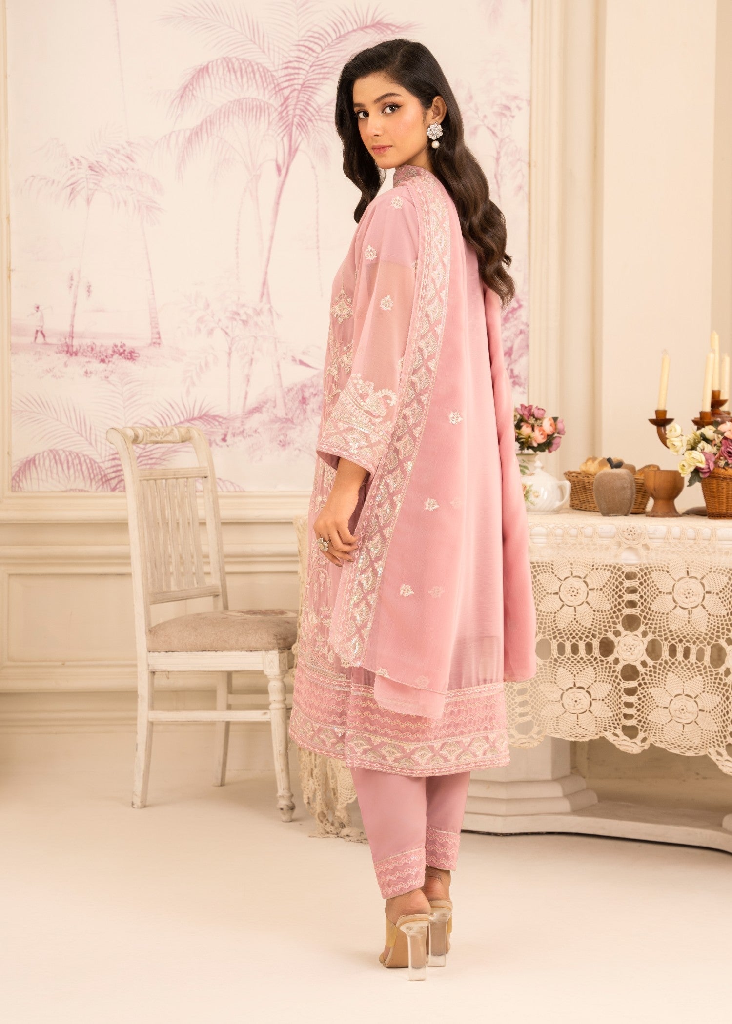 Four Season Boutique MEHAK CHIFFON PINK Women 3pcs