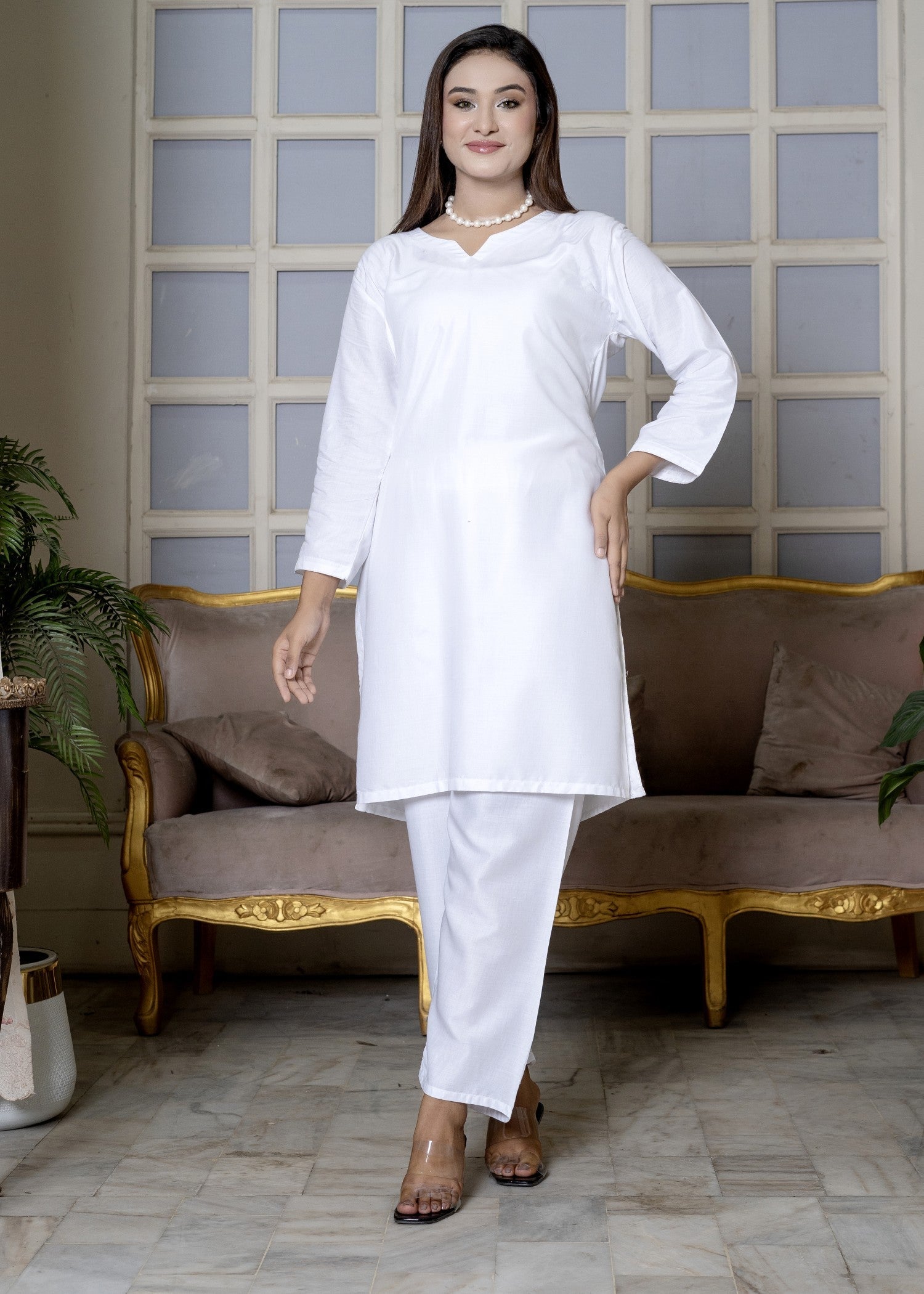 Hamna Kalim independence white Women 3pcs