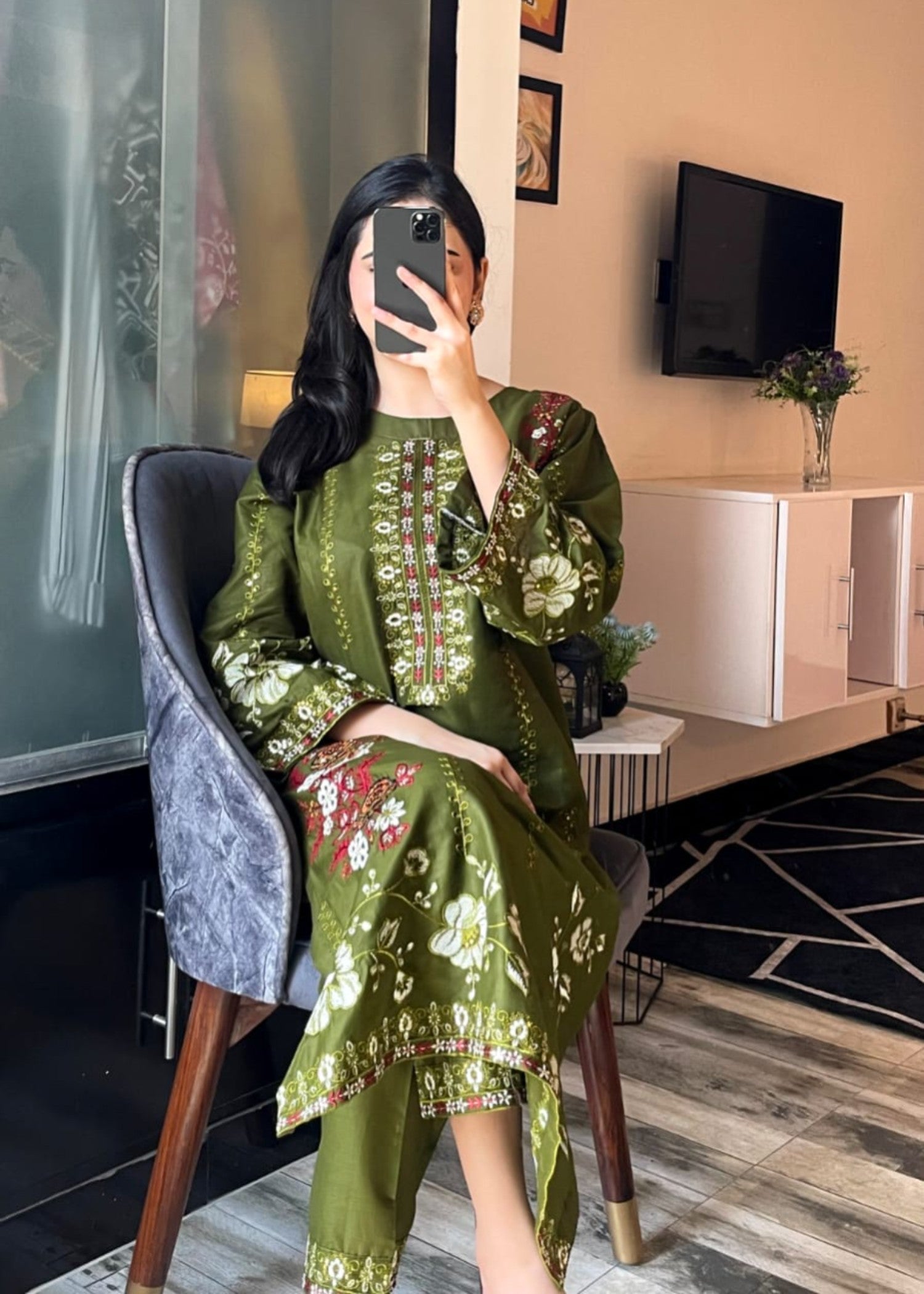 Tehzeeb Libas MEHROON BLOOM EMBROIDERED Women 2pcs