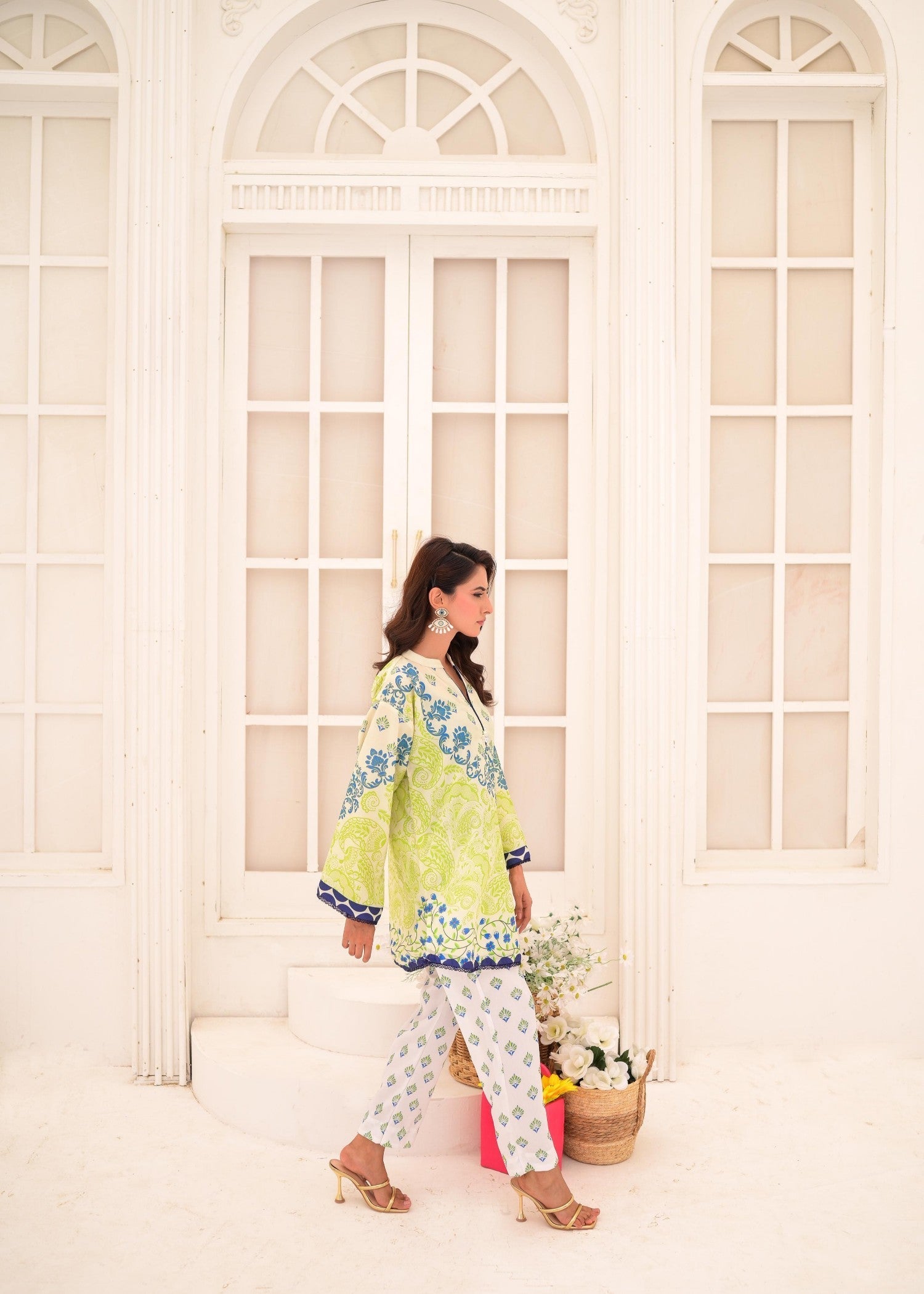 The Affordable Designer Green& White Co’ord Women 2pcs