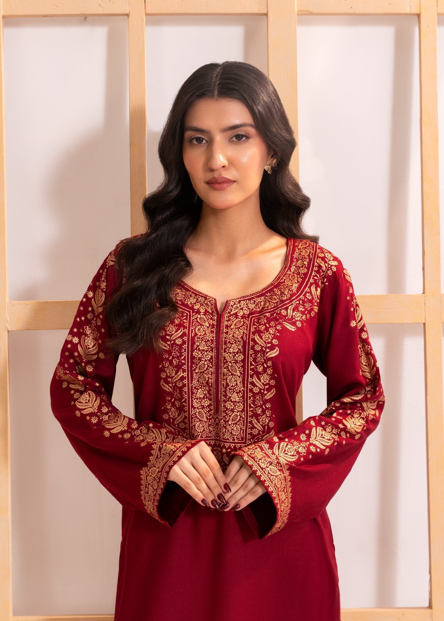 Zeekstore Maroon printed kurta Only Women 1pcs