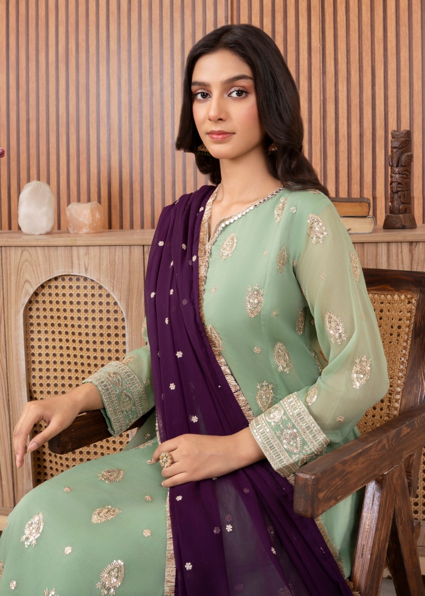 Abaan Zohan Raunak Pastel Green Women 3pcs