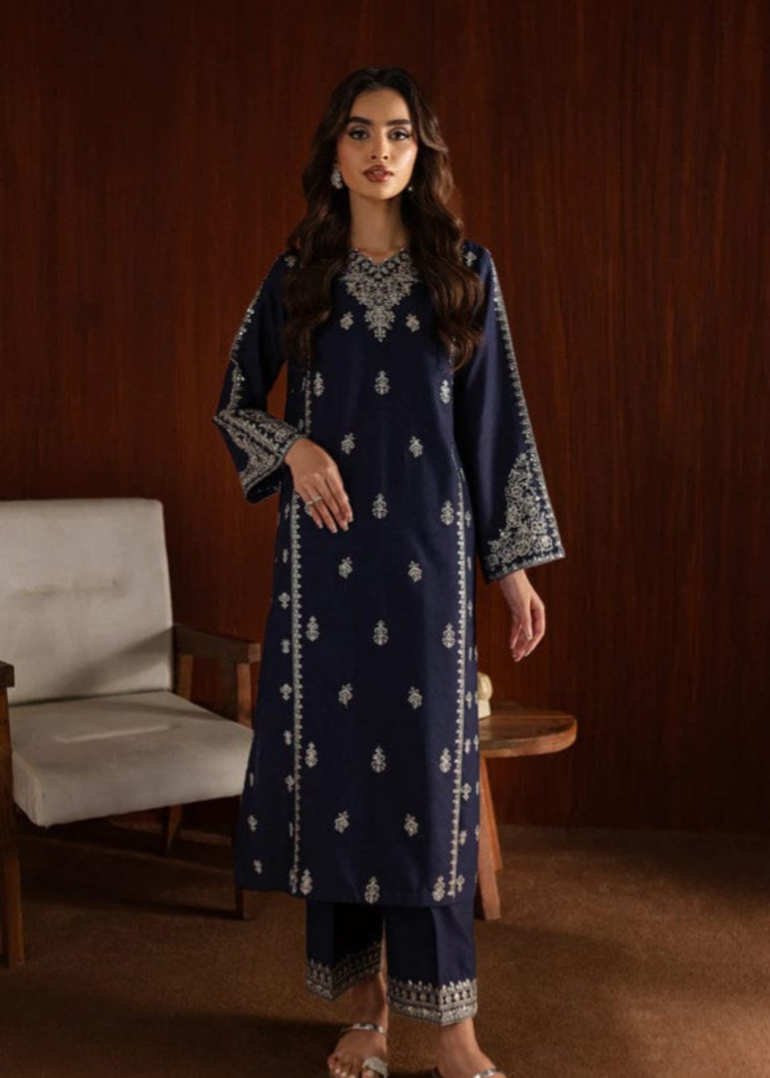 Shehroz Fashion DEEP SAPPHIRE LAWN EMBROIDERY SUIT Women 2pcs