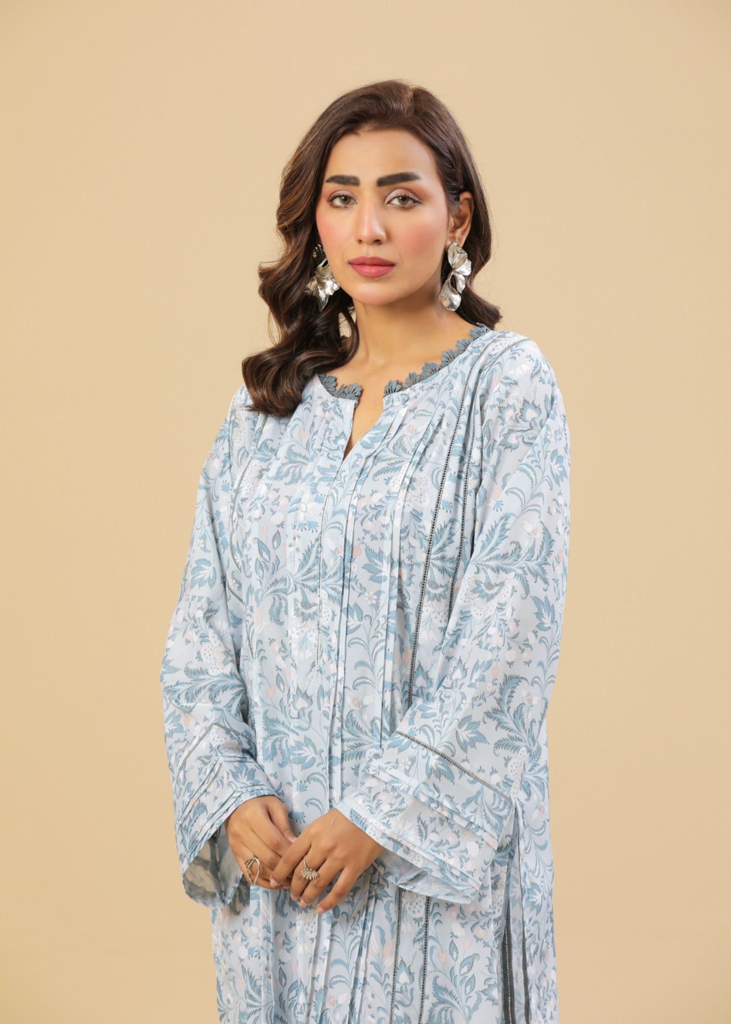 Zenyre Azure Petals Printed Set Women 2pcs