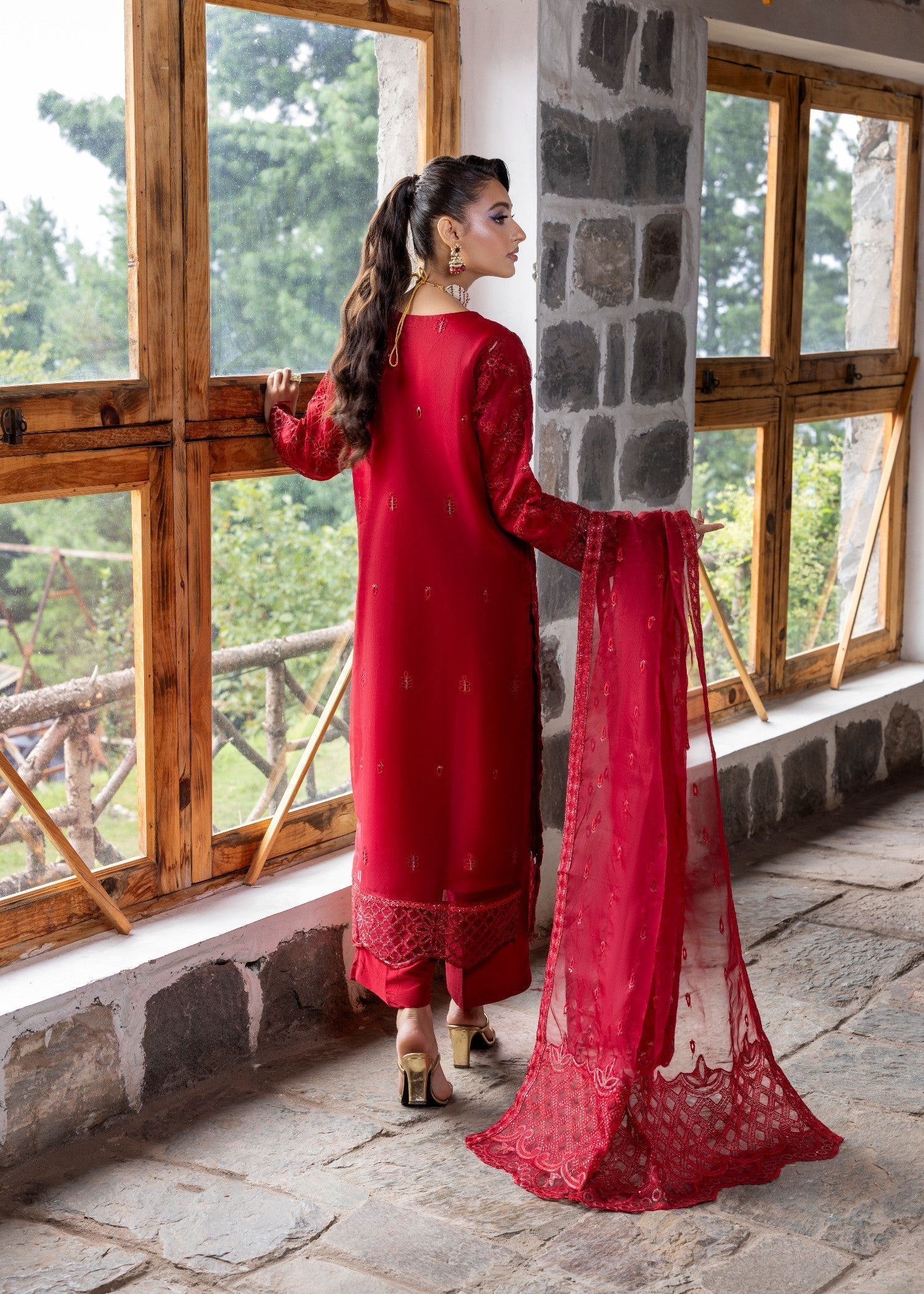 Diara Couture FALAH POST 1 01 MEHROON Women 3pcs