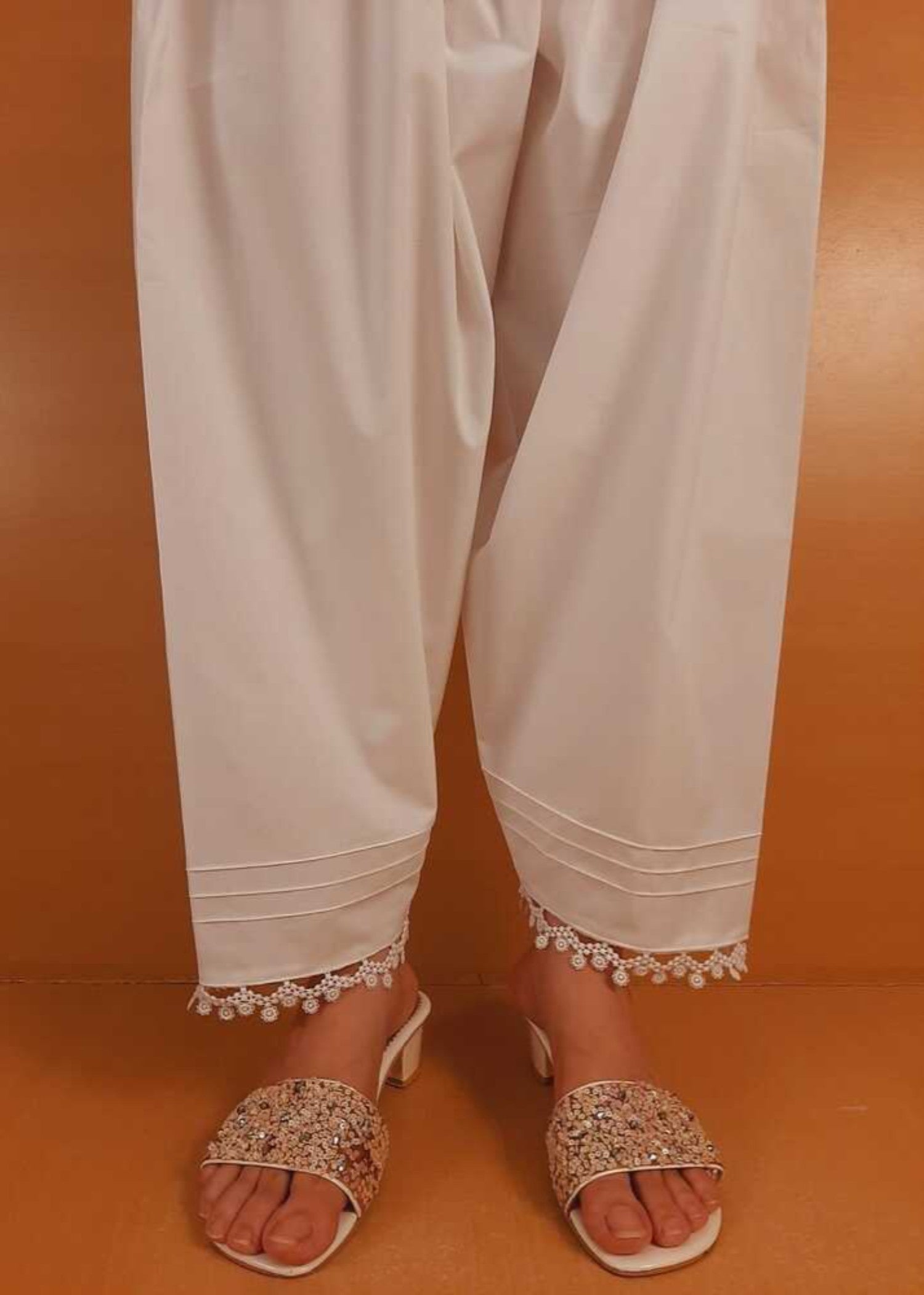 Zardi Laces Embellished Shalwar White ZSL13 Women 1pcs
