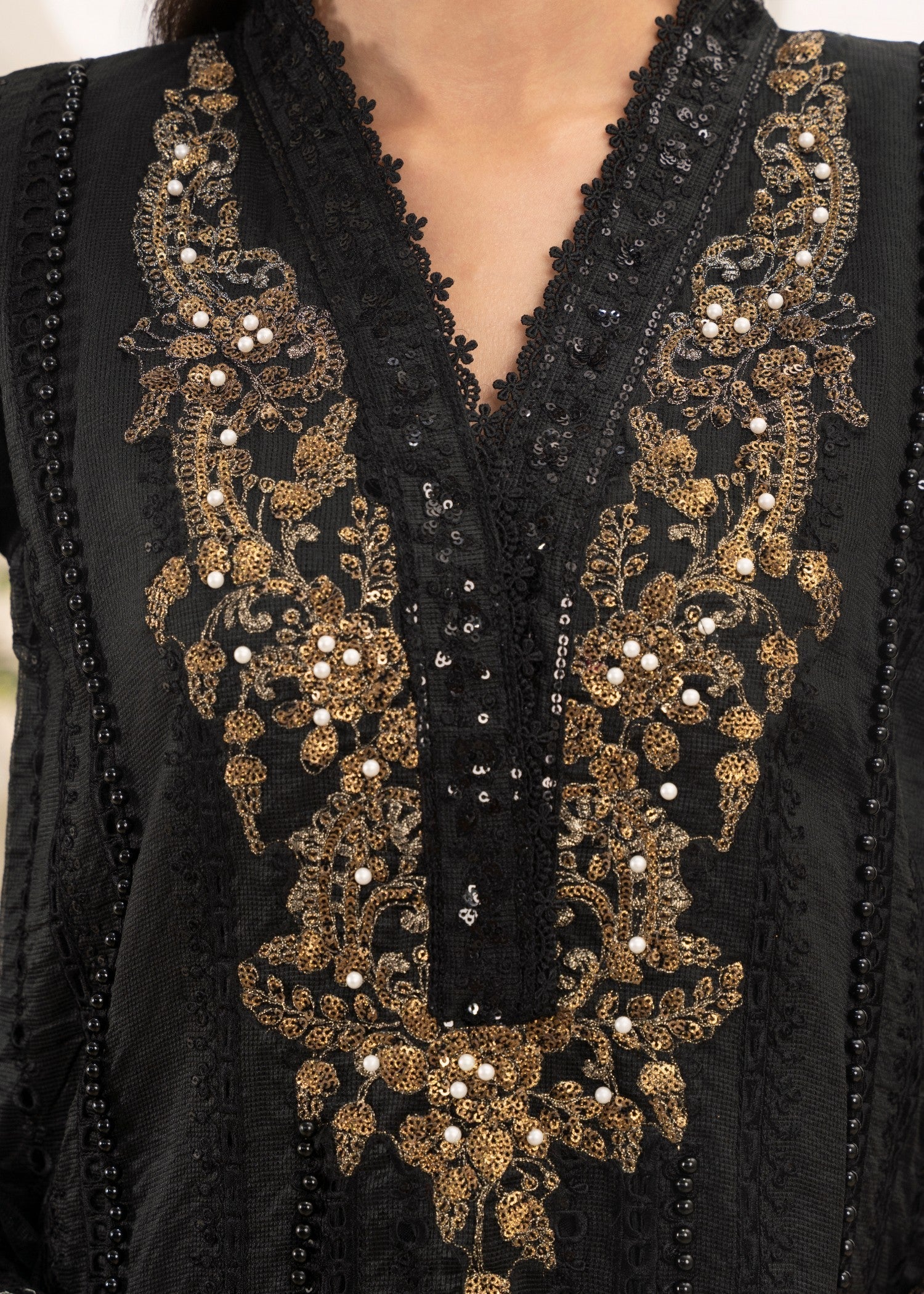 Khubsurat 3841 KH OR NT Black Embroidery Women 3pcs