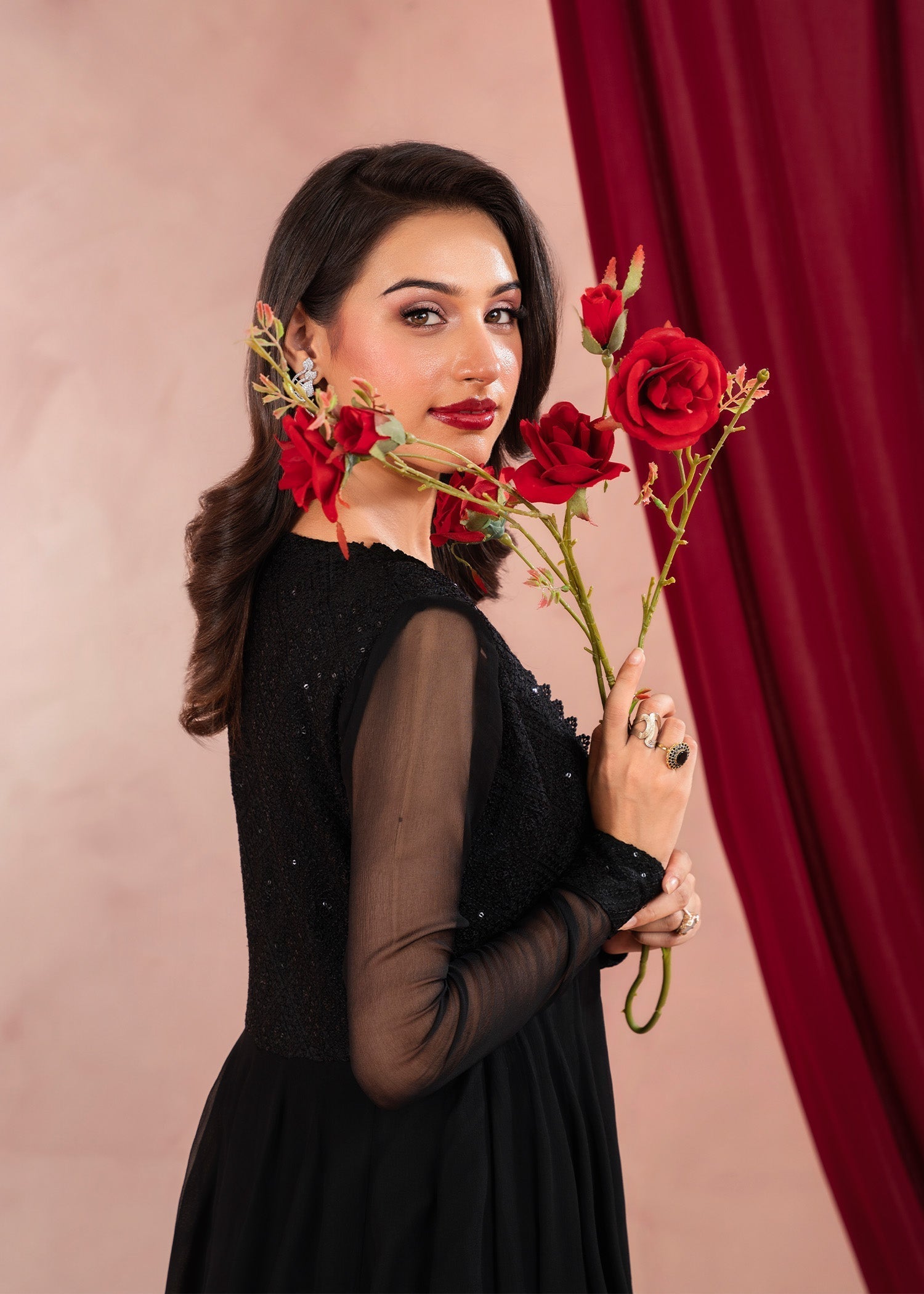 Rang-e-Haya Moon Veil (Black) Women 3pcs