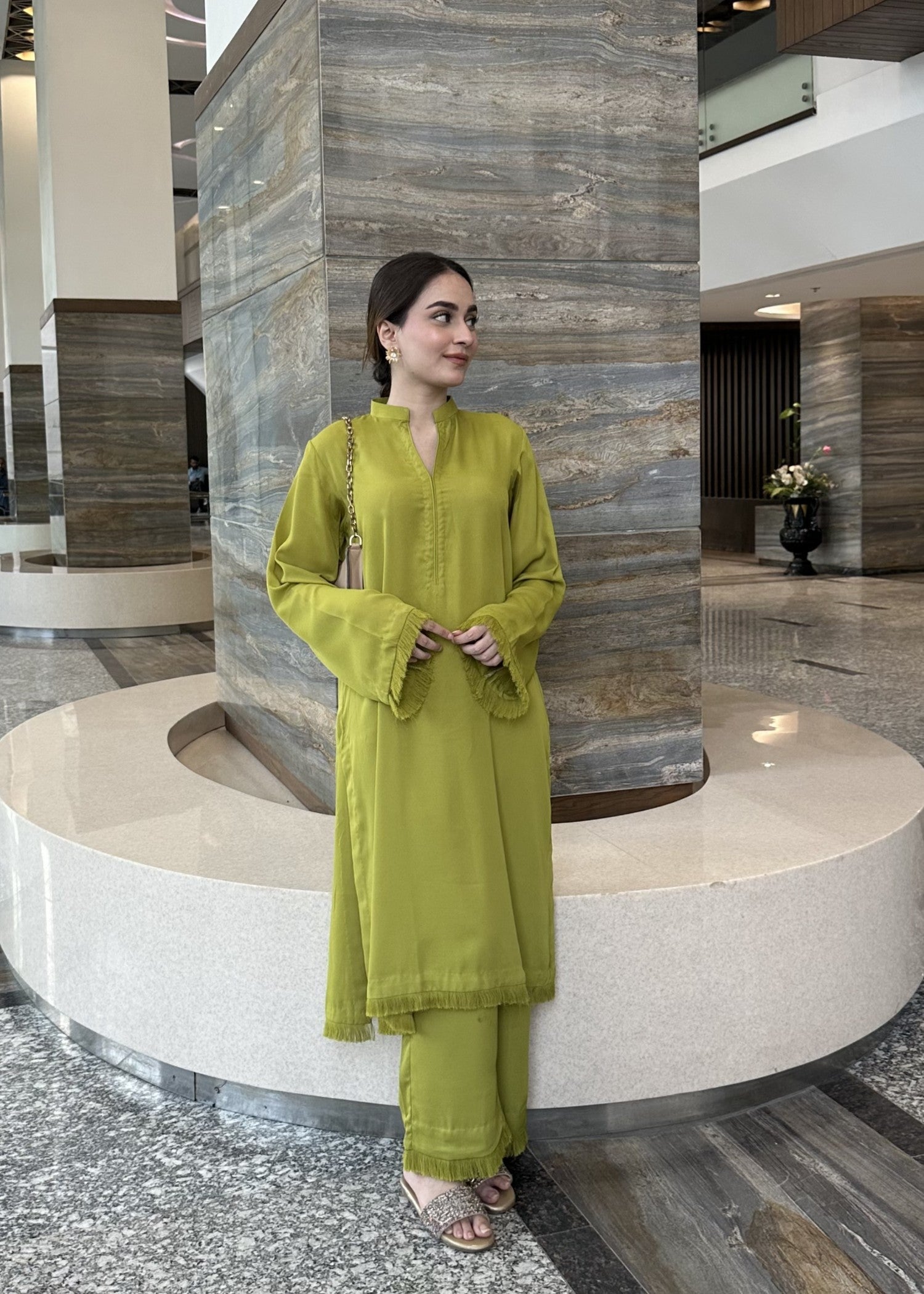 Zenyre Lime Glow Solid Set Women 2pcs