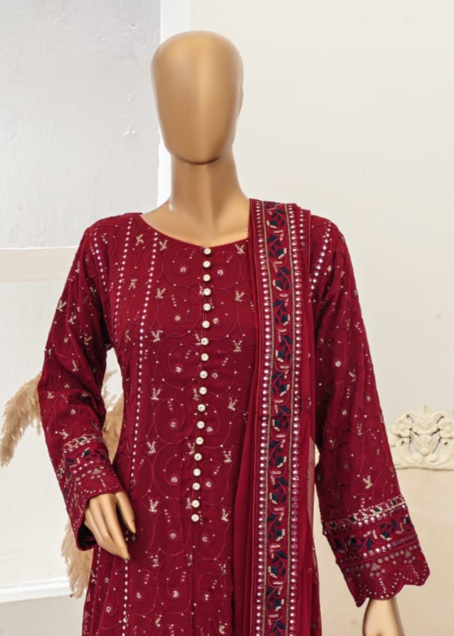 Ahmed Creations Mahajabeen Maroon Women 3pcs