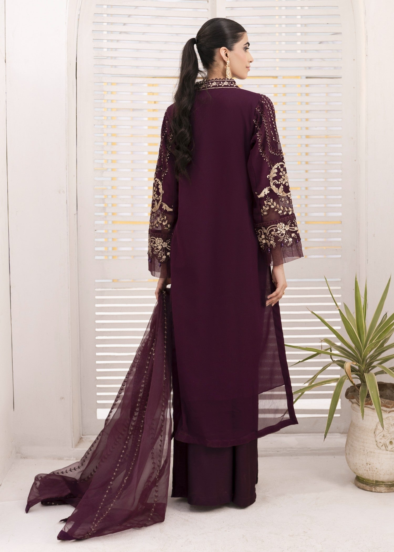 Pehnawa By Bin Akram’s Plum Glamor | Chiffon Women 3pcs