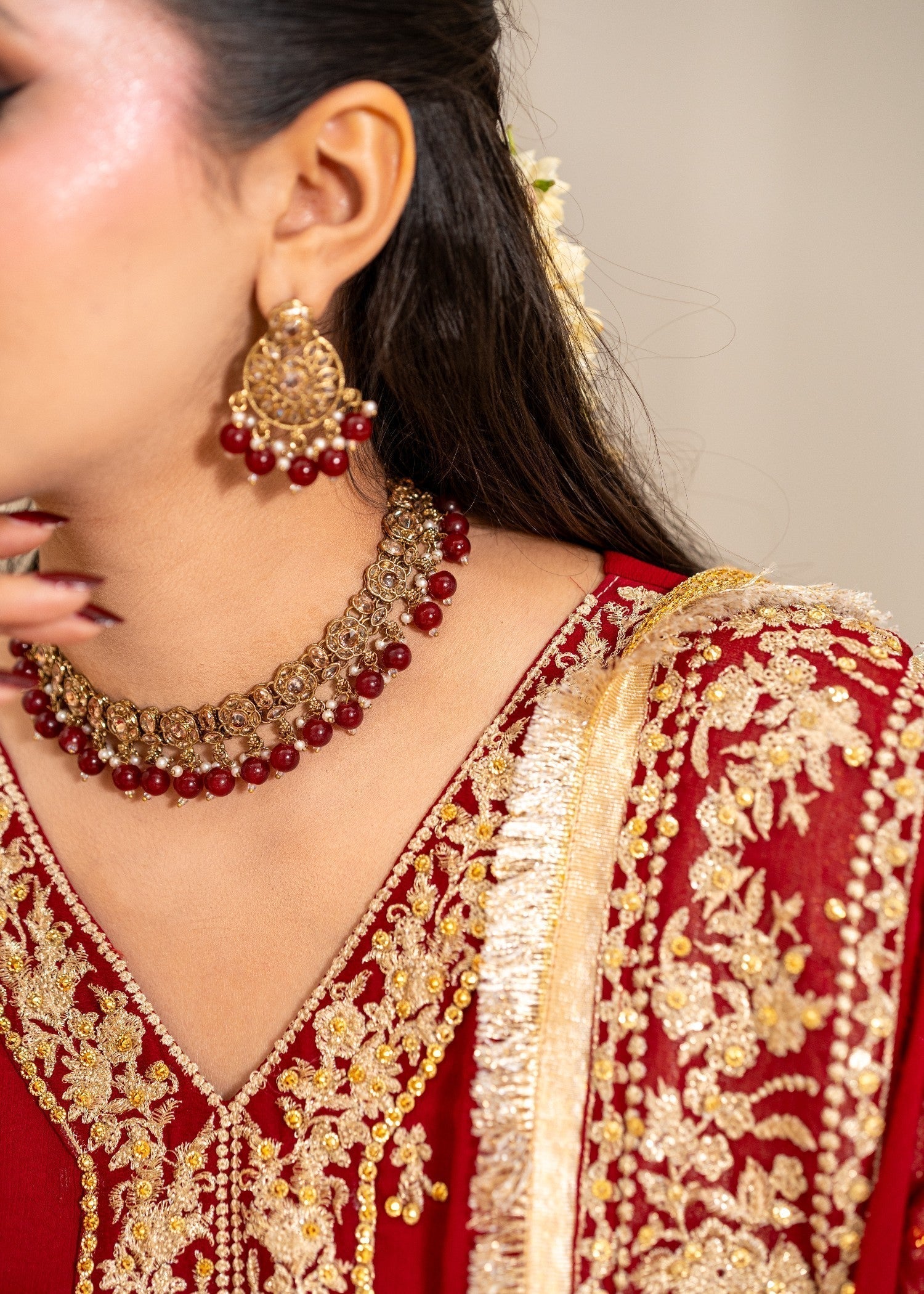 Alyssa Red Chiffon suit ALL410 Women 3pcs