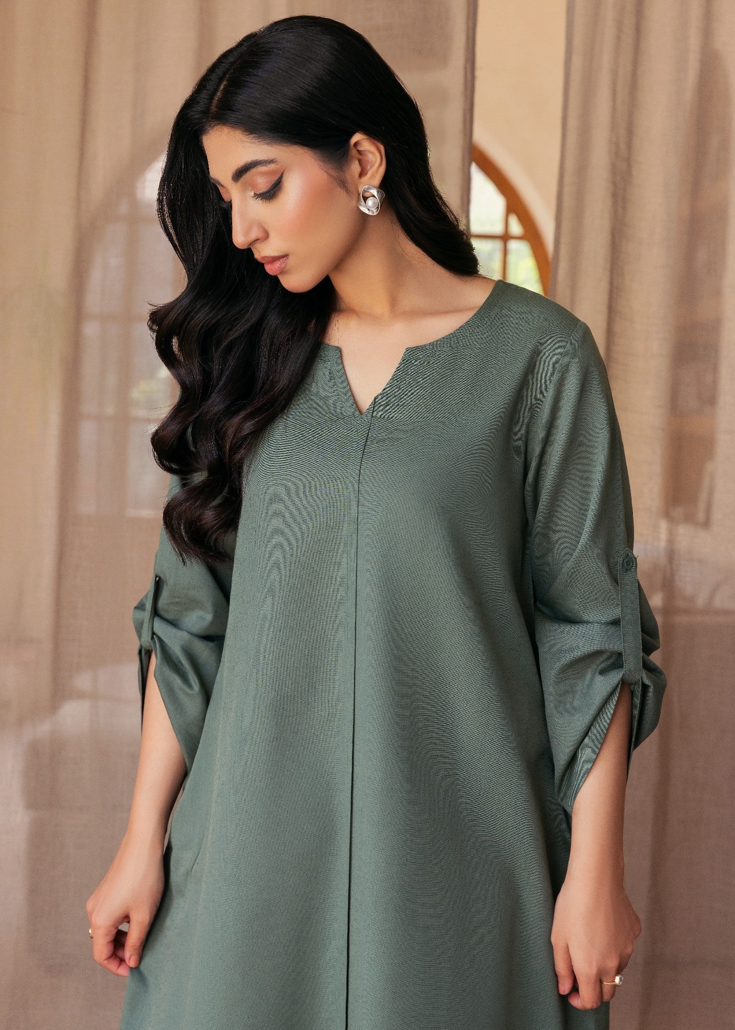 Ghonche Green Long Kurta Women 1pcs