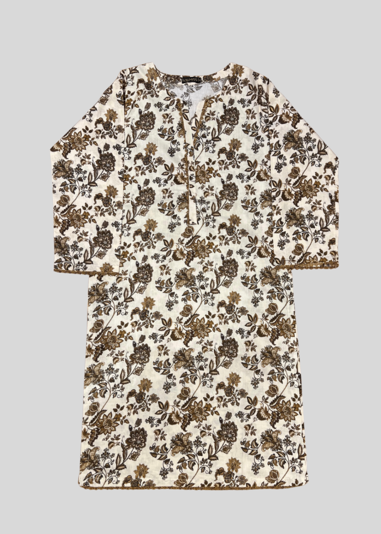 Salimas Elegant Beige & Brown Floral Lawn Suit for Women Women 2pcs