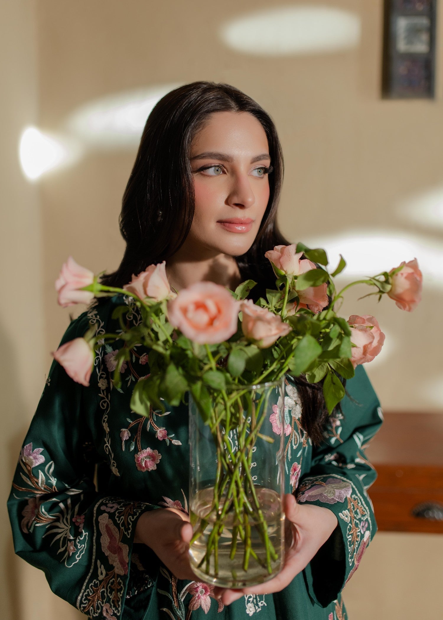 Azulie Green Embroidered Kurta by Women 1pcs