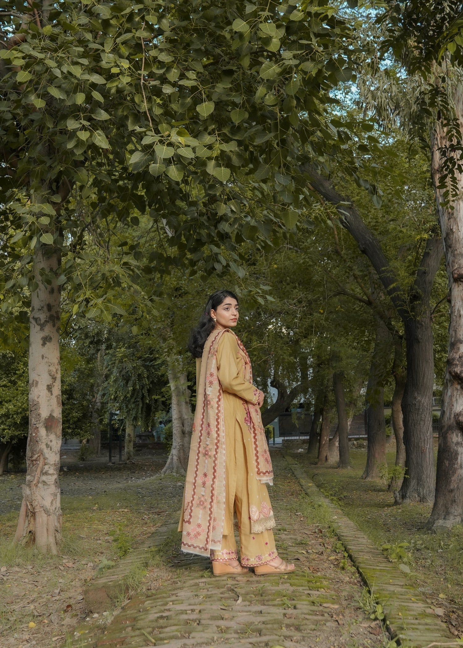 Attirepret Beige Cotton Embroidered Suit – By Women 3pcs