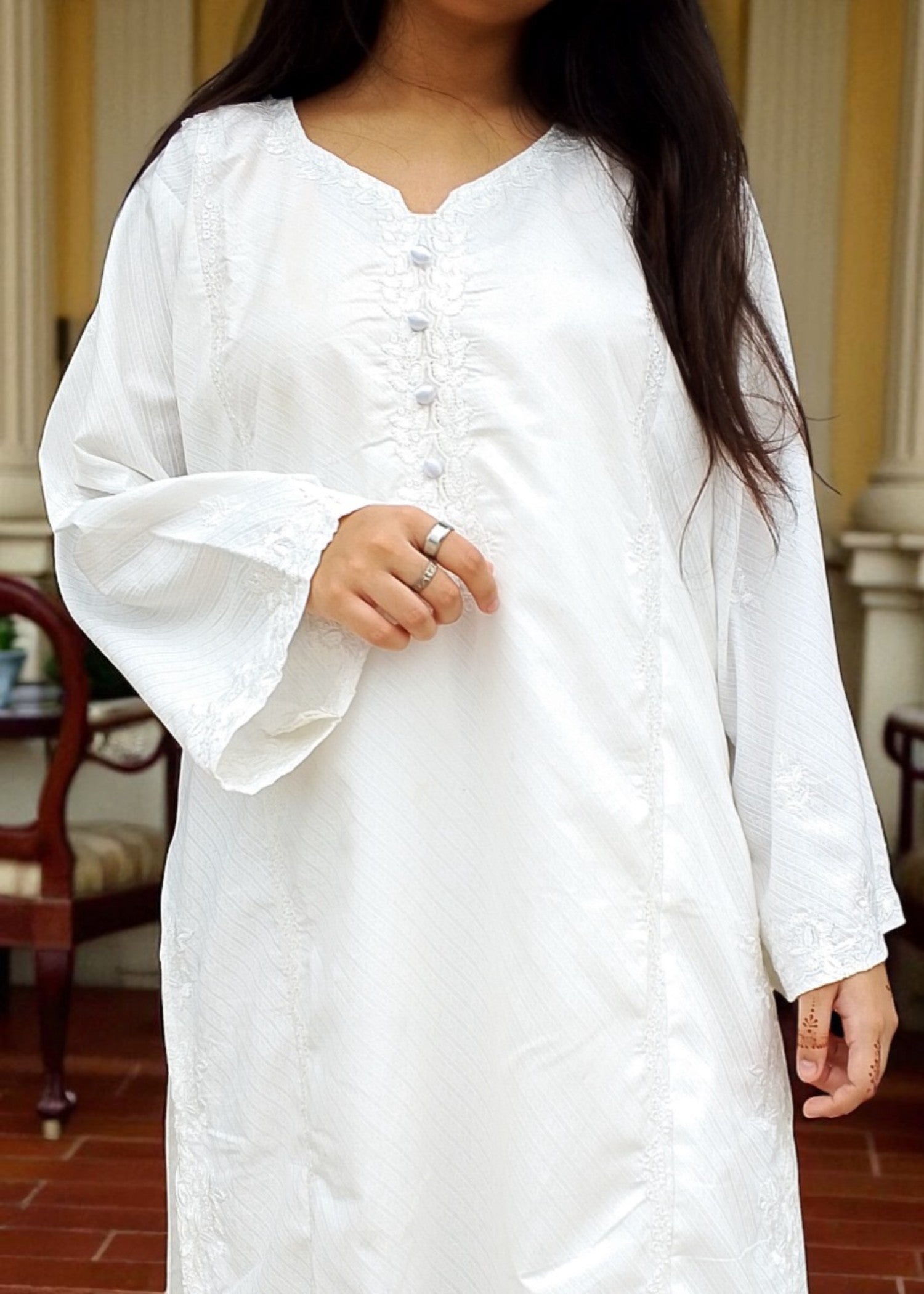 Gulposh Snow White (Embroided ) White Women 2pcs