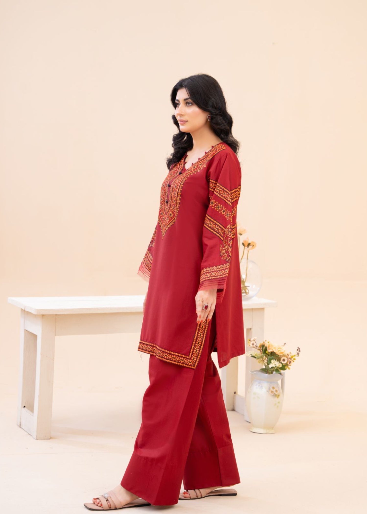 Zeenat & Zoha Maroon Women 2pcs