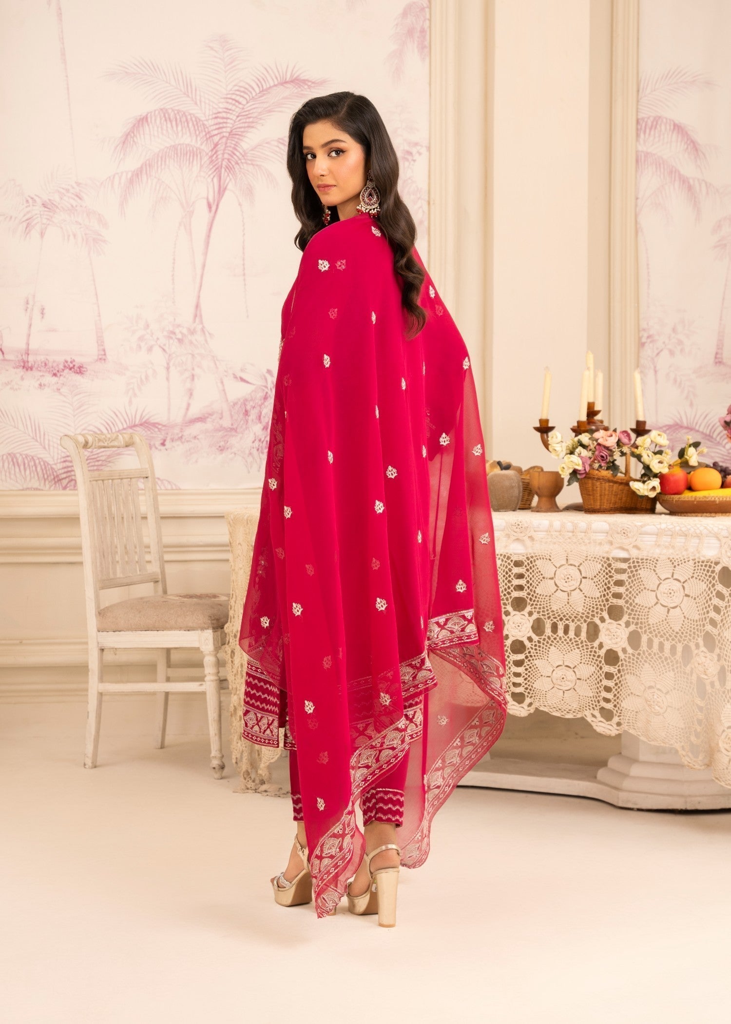 Four Season Boutique MEHAK CHIFFON HOTPINK Women 3pcs