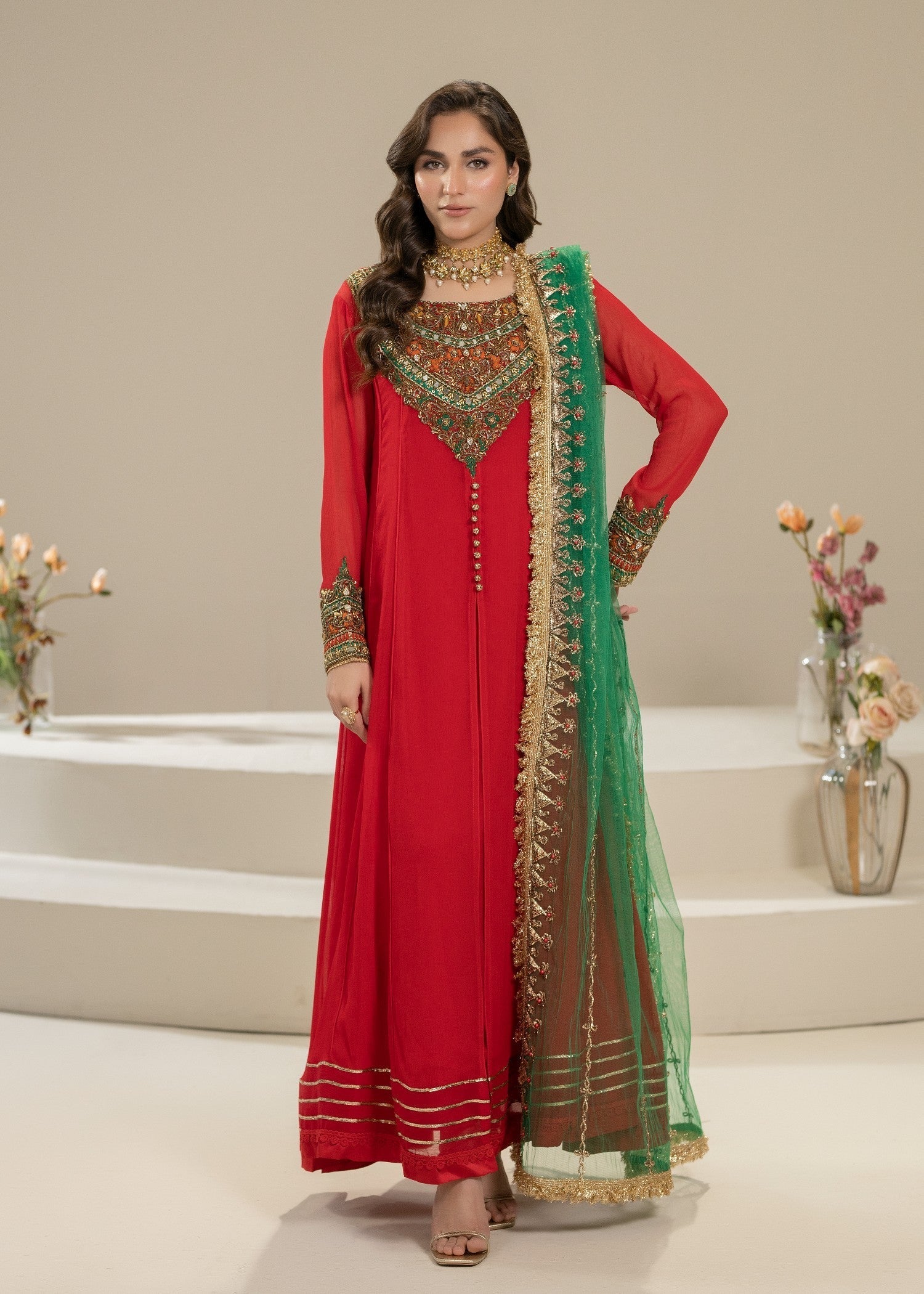 Khuda Baksh Creations Z 304 Red Women 4pcs