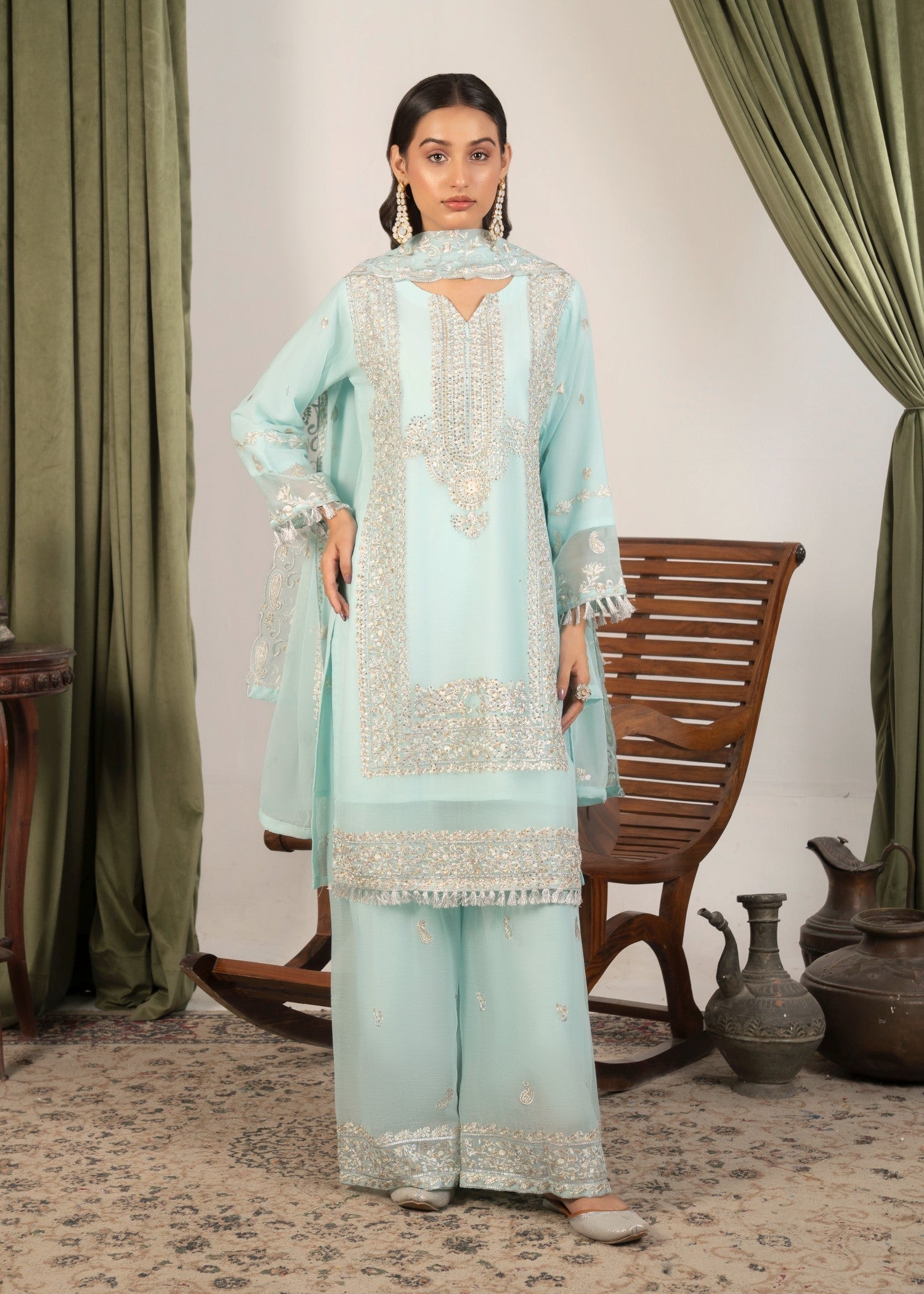 Four Season Boutique DILRUBA CHIFFON ICEBLUE Women 3pcs