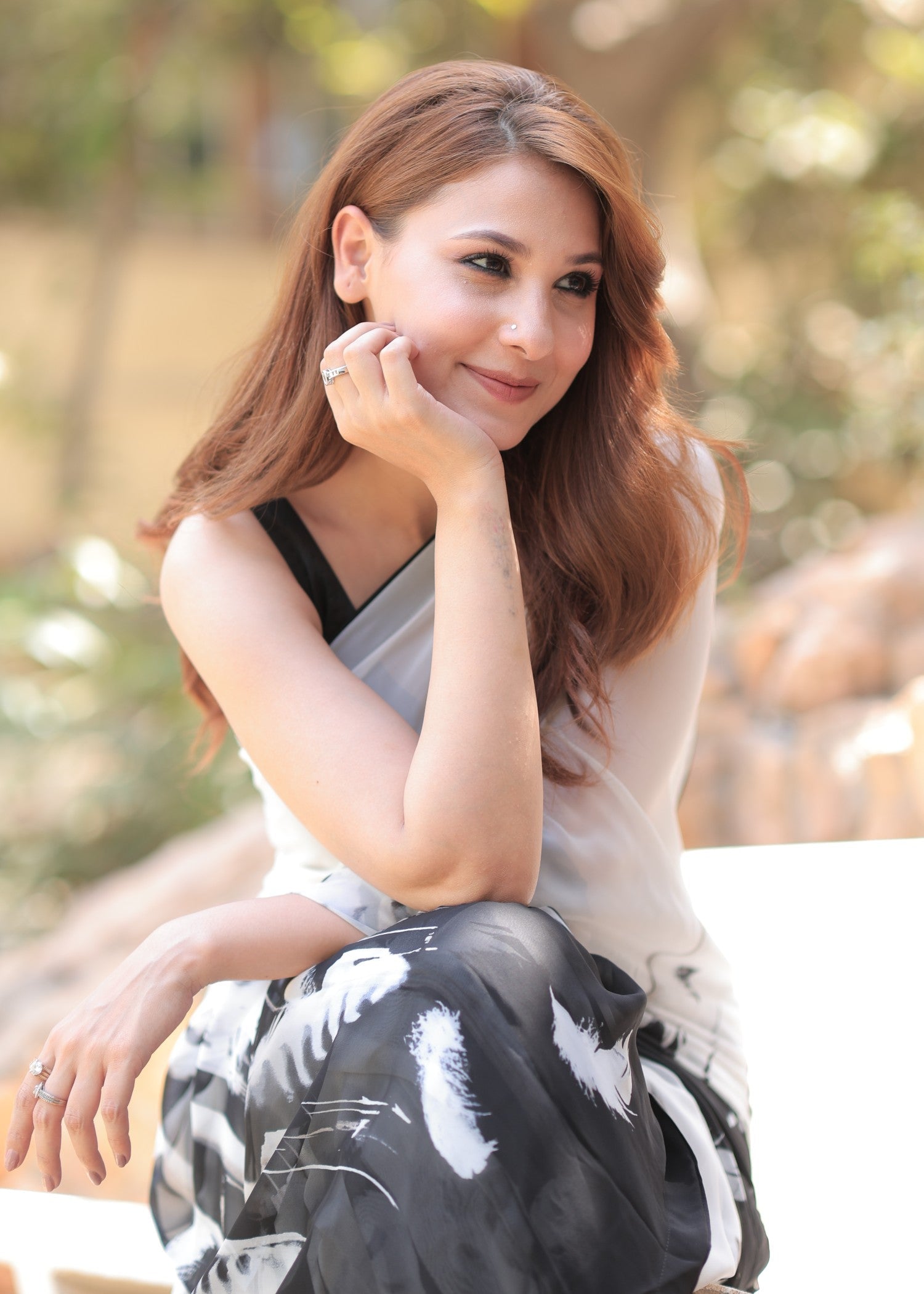 VELOUR Monochrome Muse Saree Women 3pcs