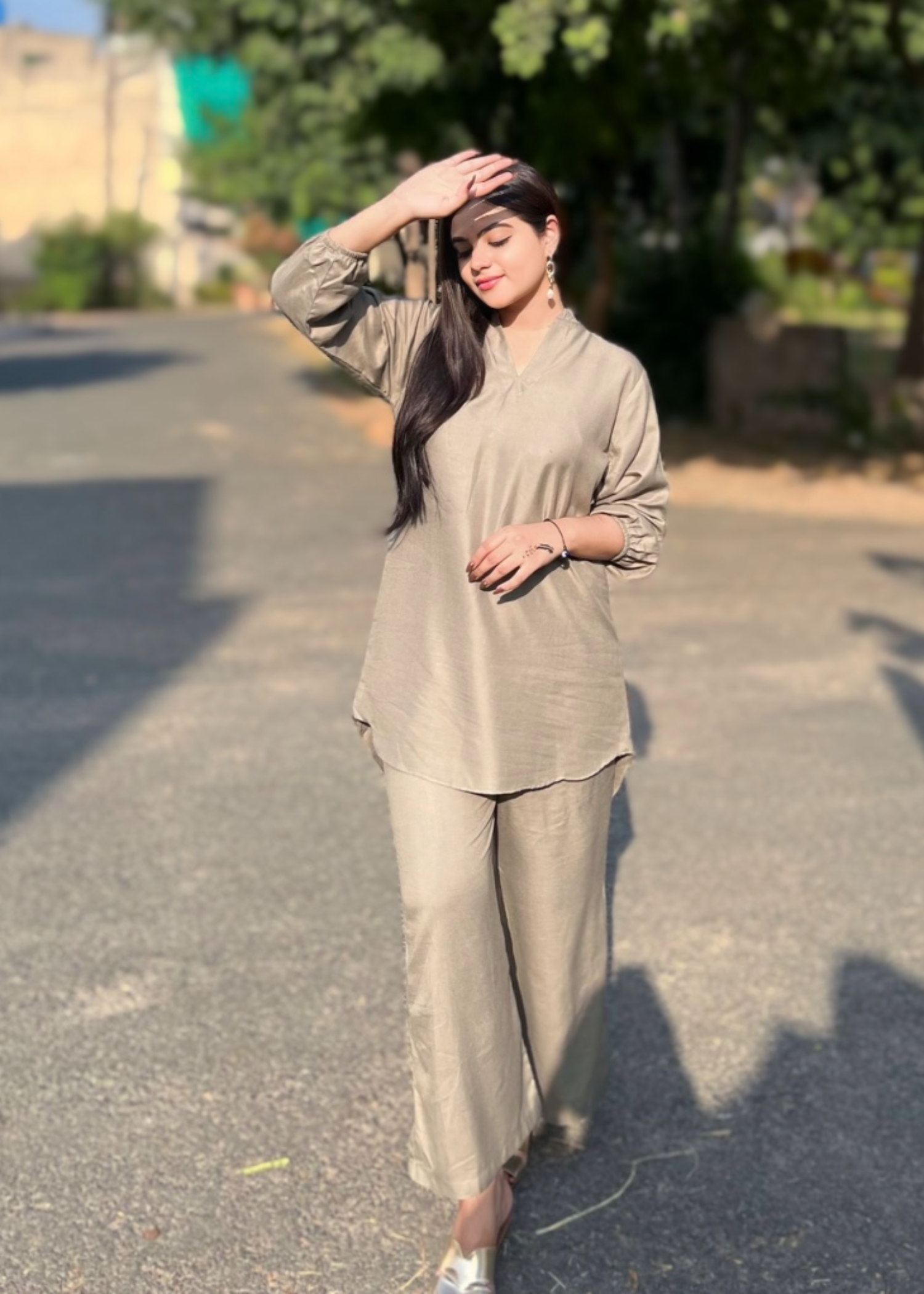 Preetpret Amel Pestal Grey Solid Women 2pcs