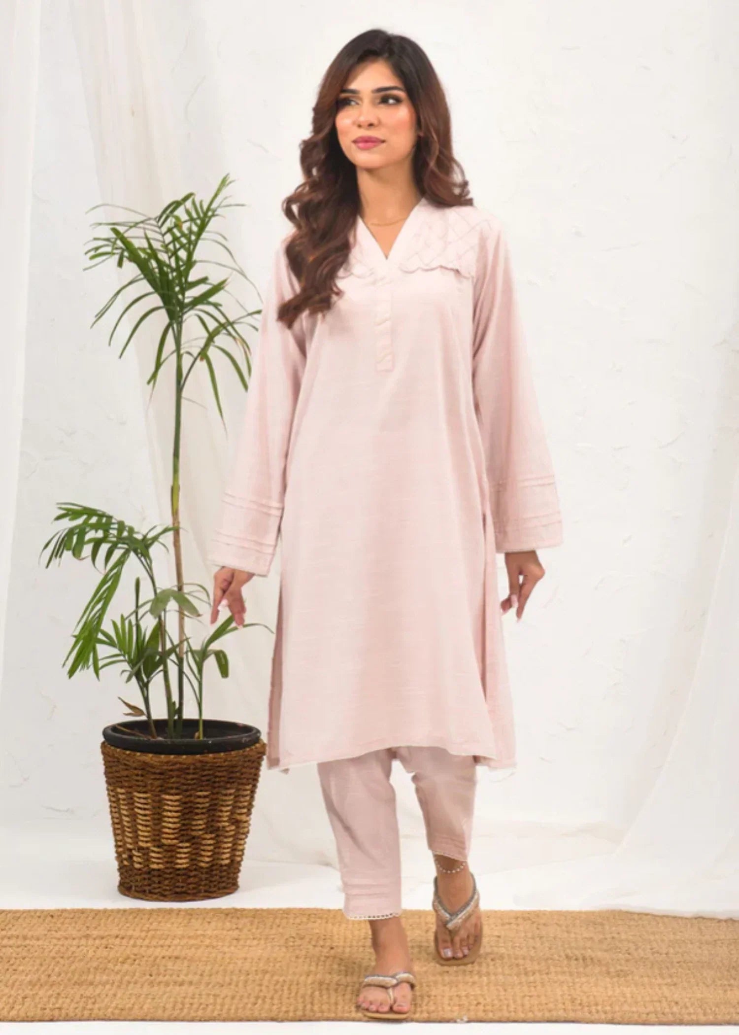 Ochre Cotton Chambray Suit SOLS 01 Women 2pcs