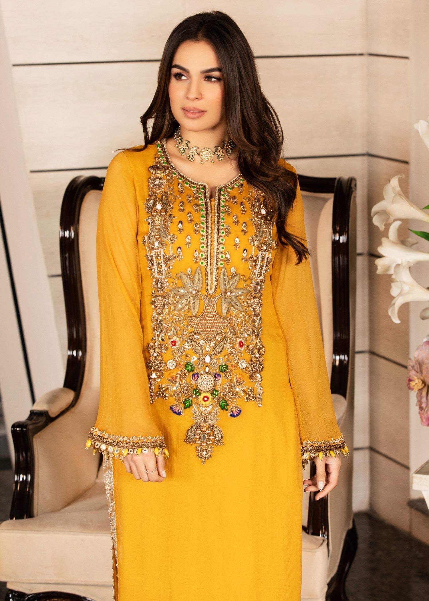 Khuda Baksh Creations Z 292 Mustard Women 4pcs