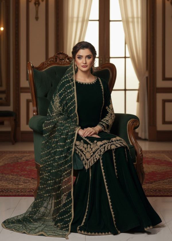 Pehnawa By Bin Akram’s Green Regalia | Velvet Women 3pcs