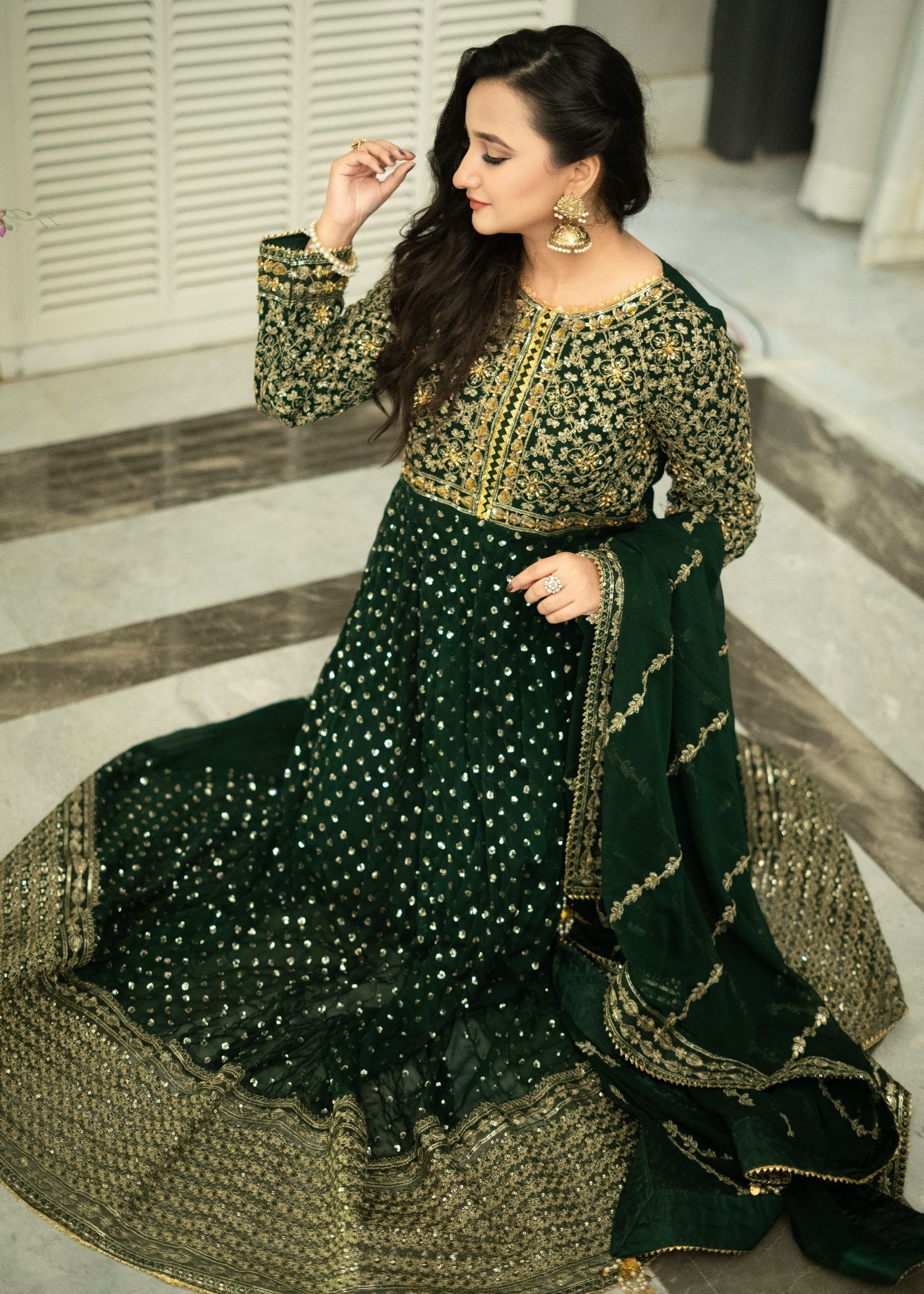 Suits By Sadia IMAAN GREEN CHIFFON MAXI Women 3pcs
