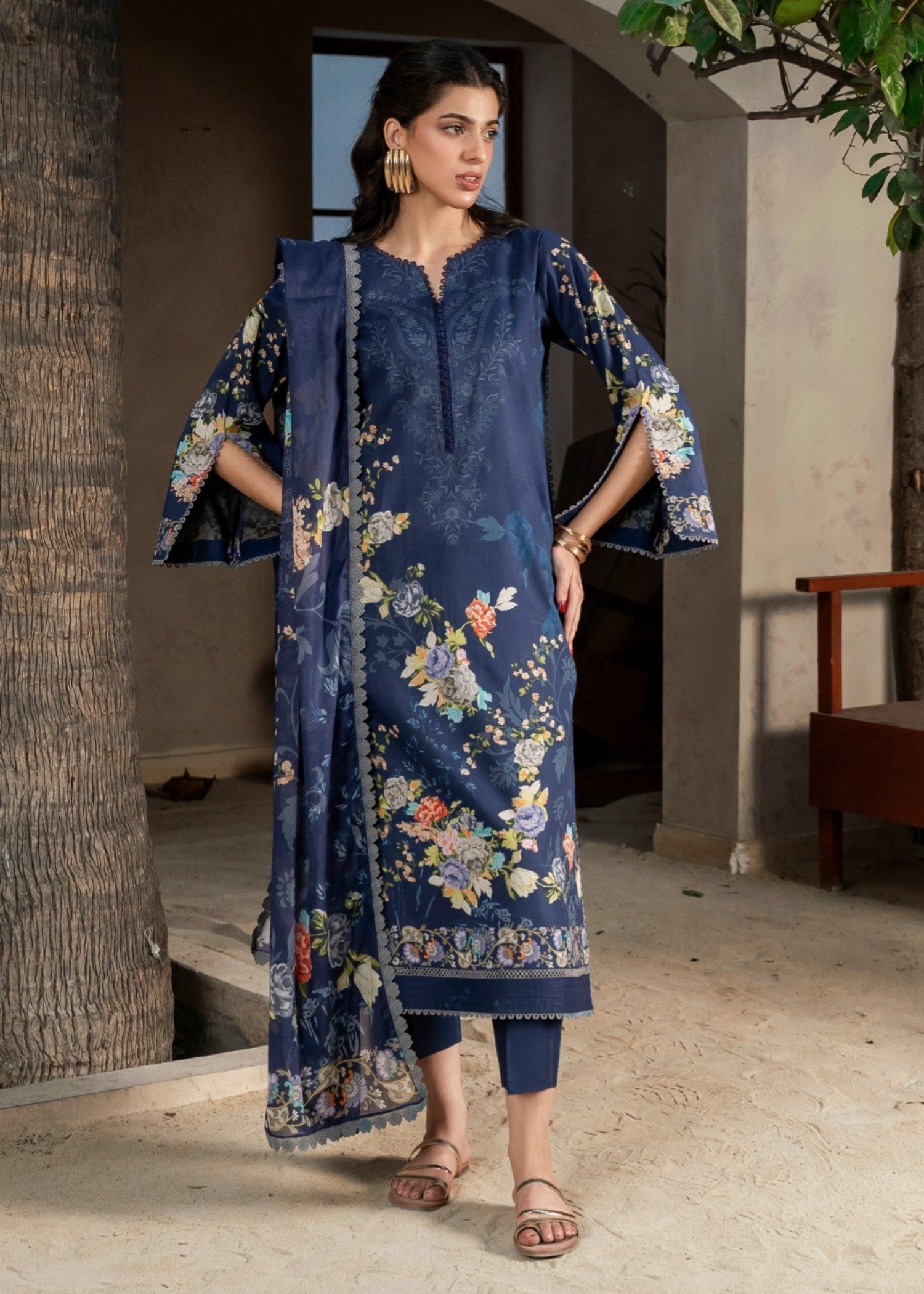 FIRDOUS Stitched Printed Lawn D142 Blueberry Women 3pcs