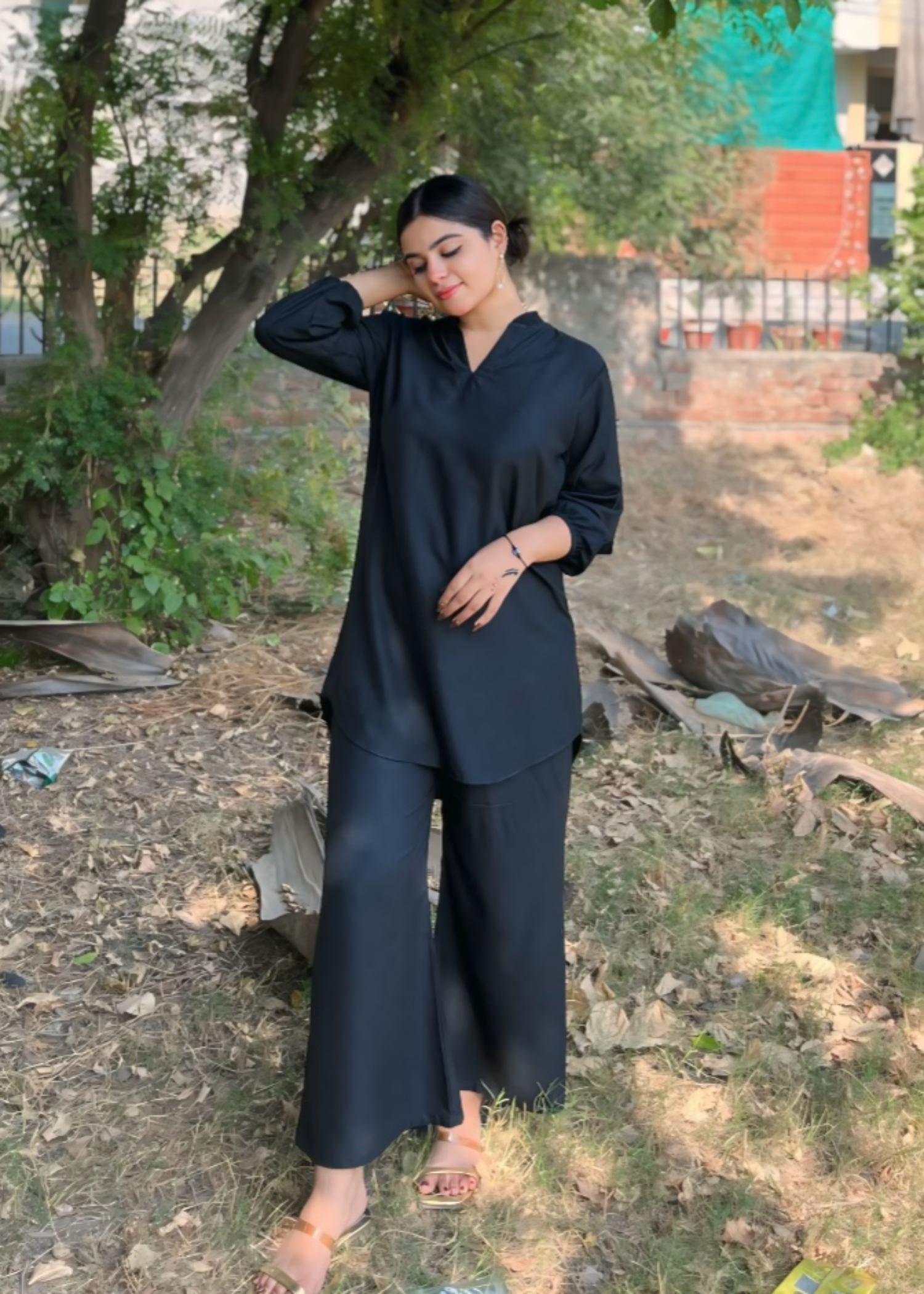 Preetpret Amel Black Solid Women 2pcs