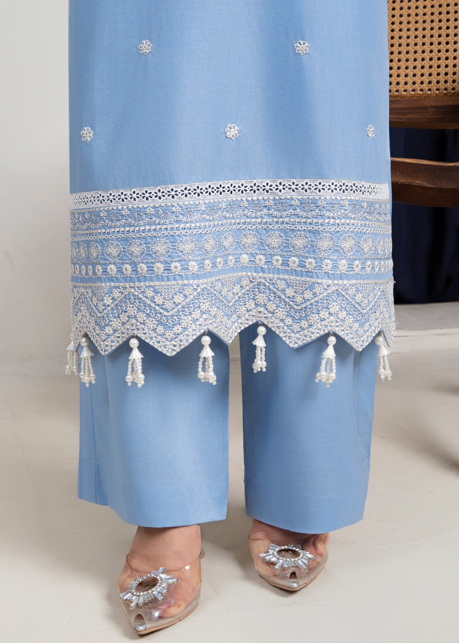 Ahlam By Safa Textile Embroidery Suit (Sky Blue) Women 2pcs