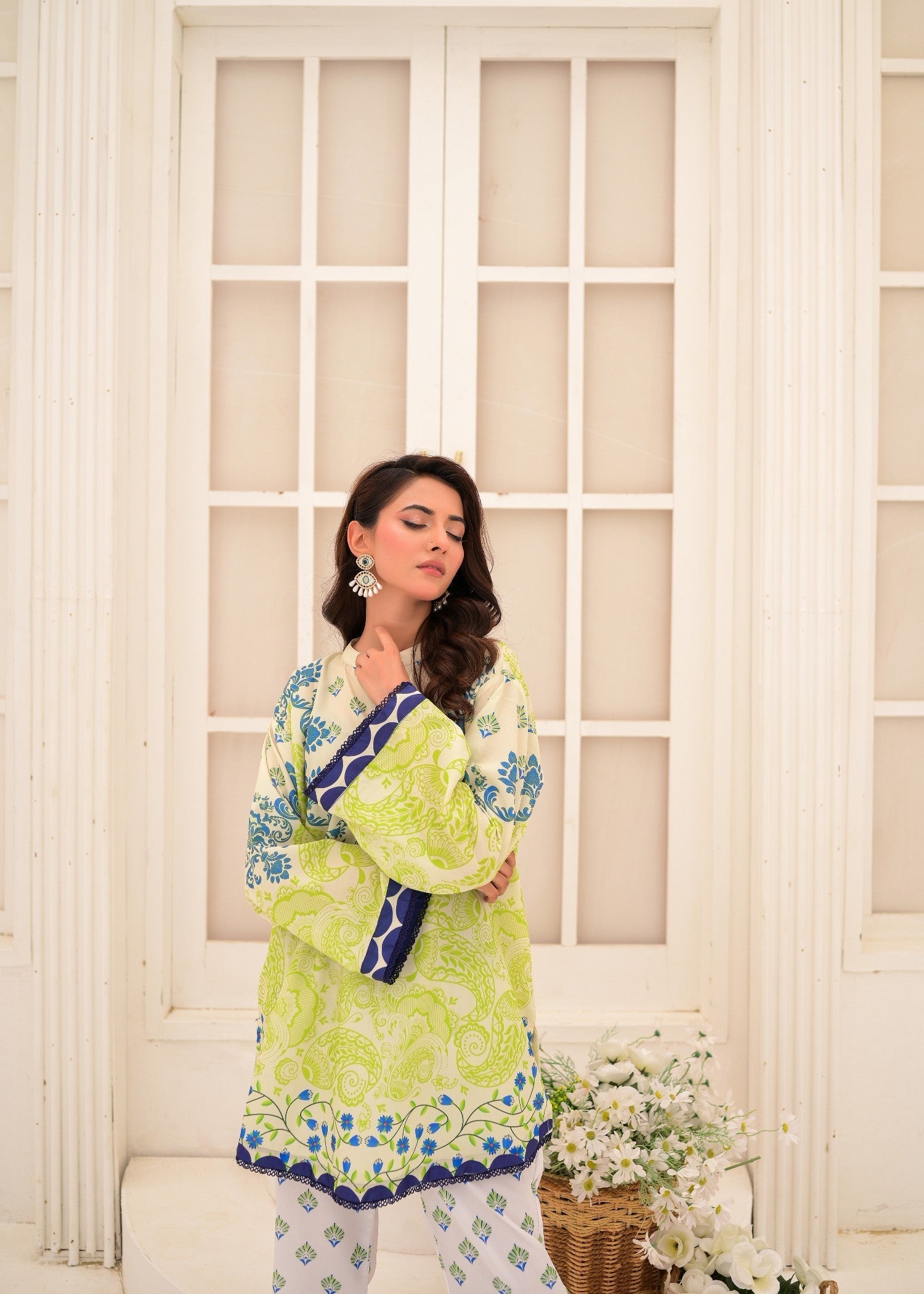 The Affordable Designer Green& White Co’ord Women 2pcs