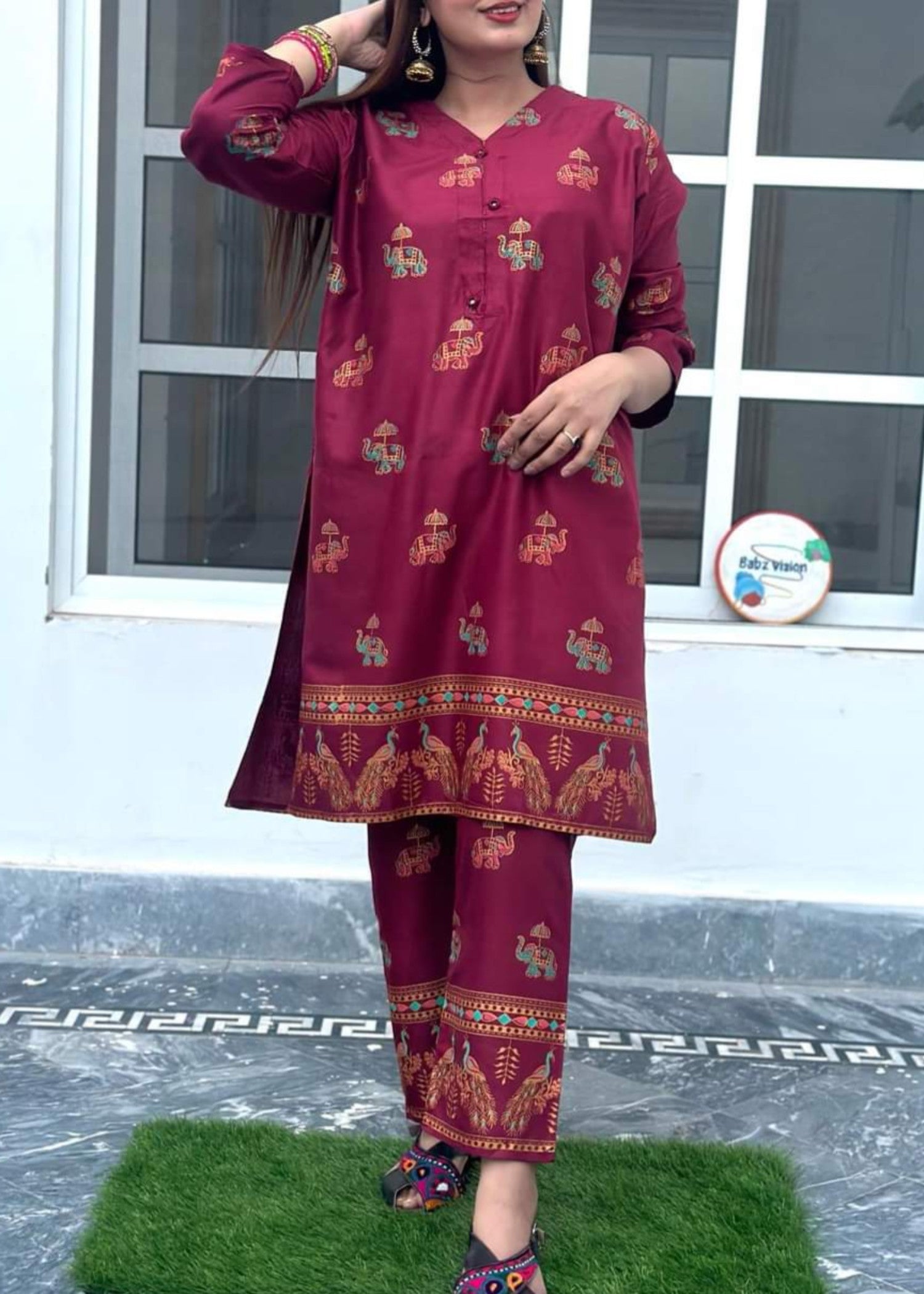 Anabya Garments MAROON ELE Women 2pcs