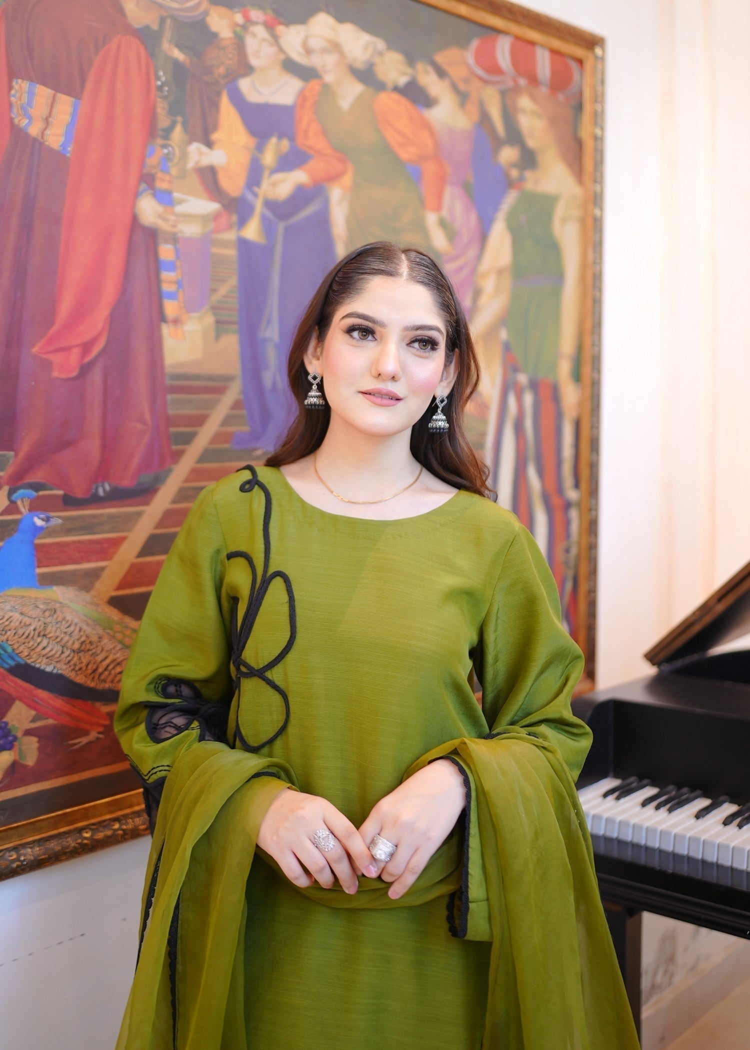 Fozia Khalid Olive Women 3pcs