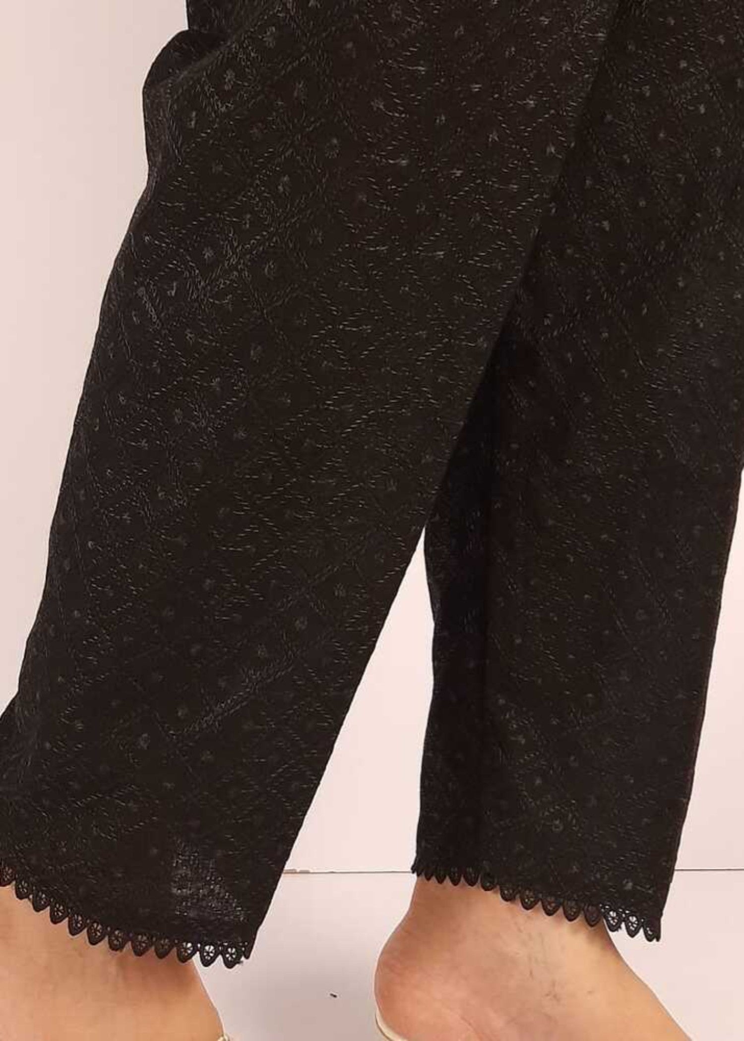 Zardi Chikankari Trouser Black – ZT463 Women 1pcs