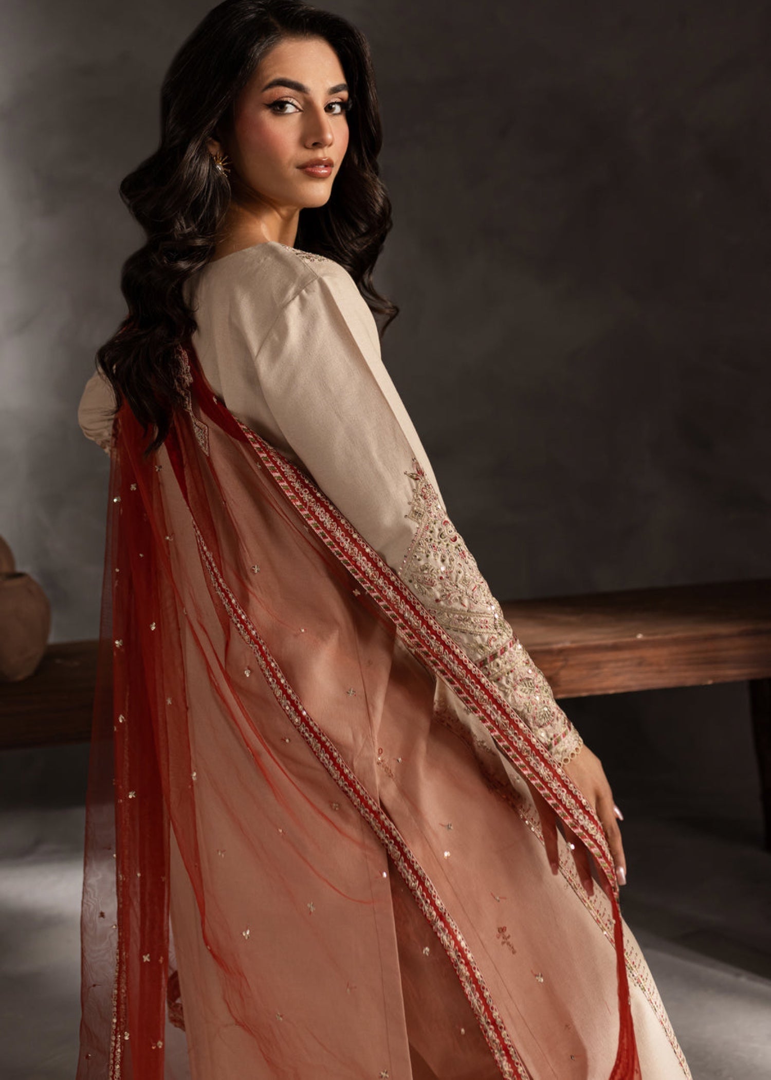 The Turkish Wear Sheen Embroidered Women 3pcs