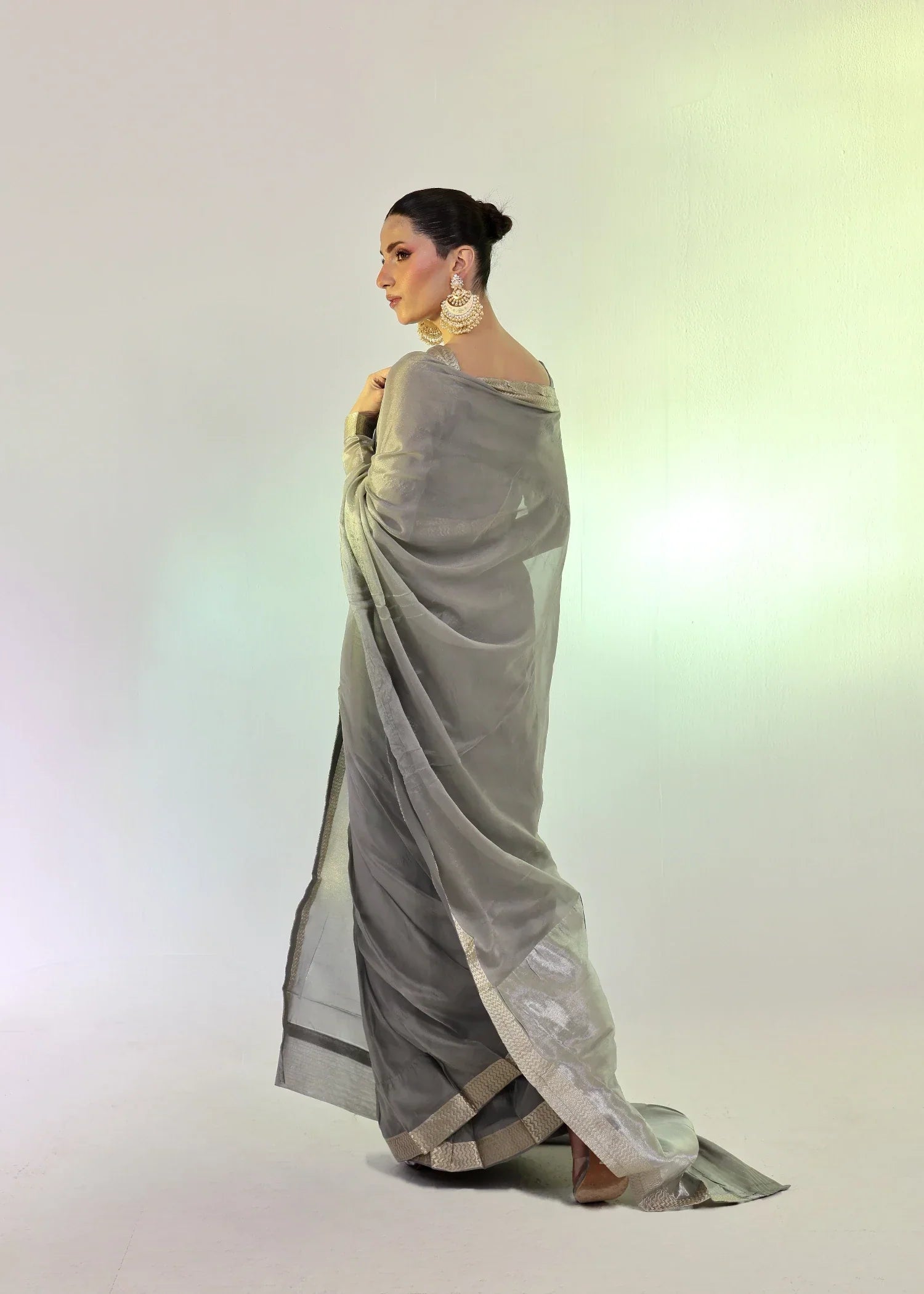 Ripret Silver Banarsi Saree Women 3pcs