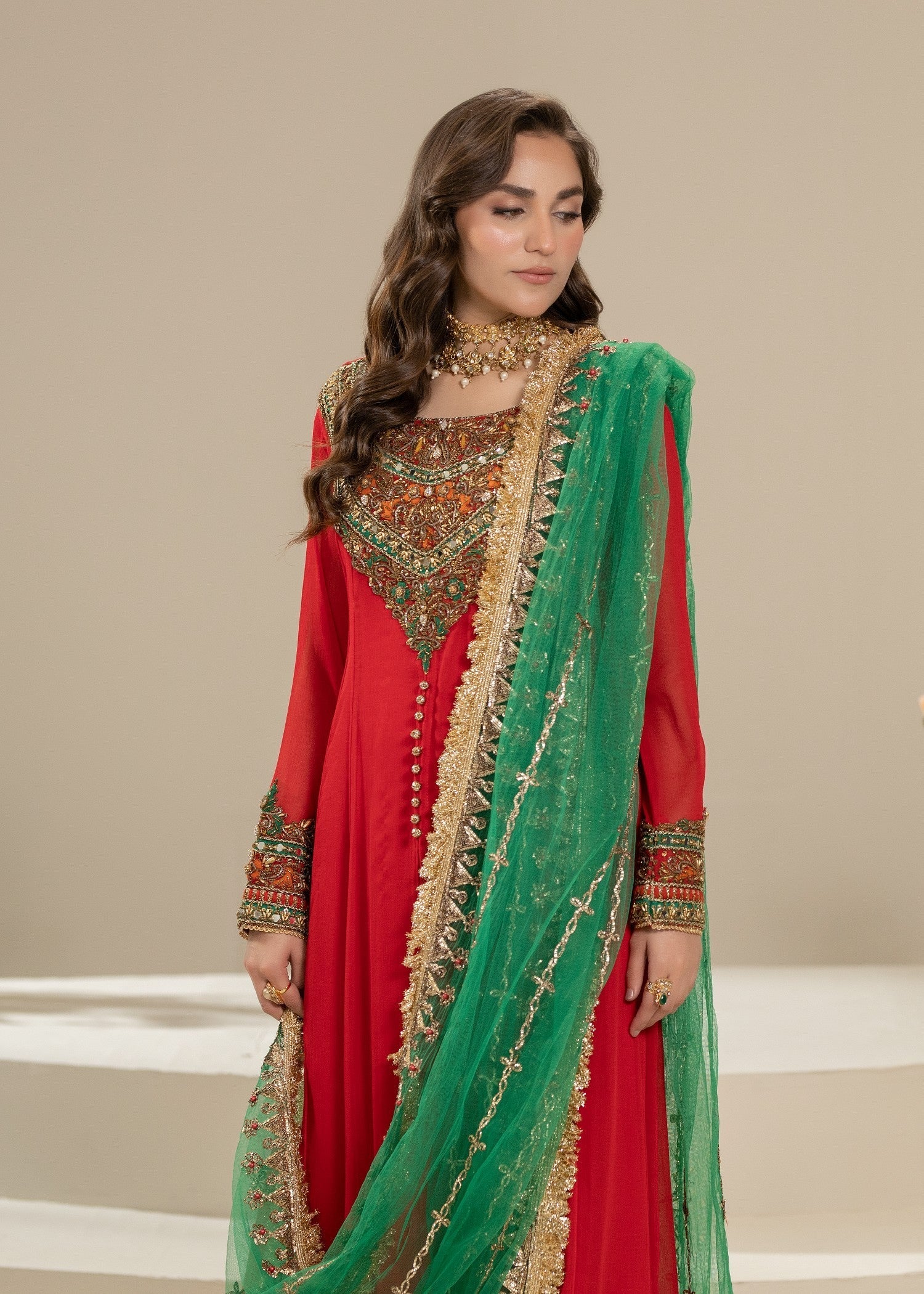 Khuda Baksh Creations Z 304 Red Women 4pcs