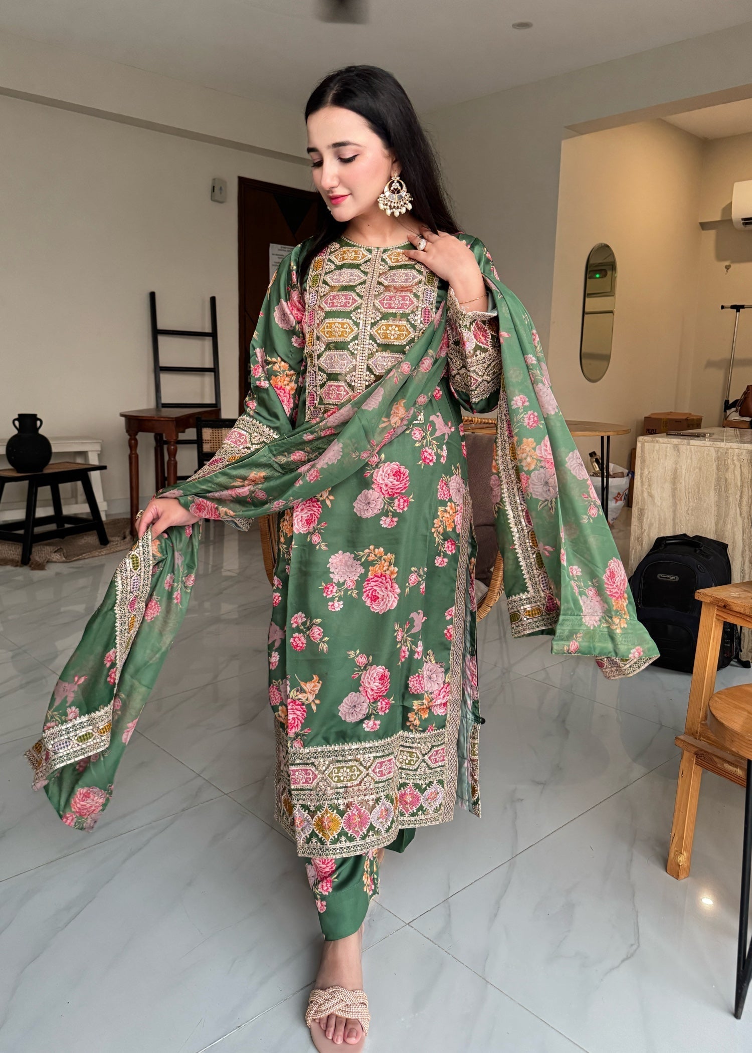 Suits By Sadia IMAAN SILK GREEN Women 3pcs